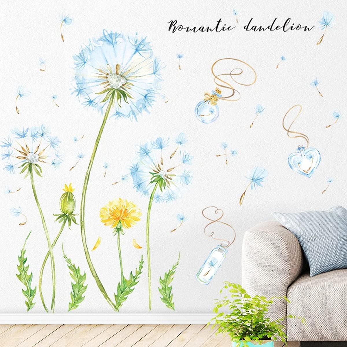 Arawat 3D Butterfly Flower Wall Decals - Peel and Stick DIY Wall Art for Bedroom, Living Room & Nursery Decor - Dandelion Wall Stickers & Murals for Home Decoration (Perfect for Kids' Rooms, Dorm Decor and Wedding Backdrops)