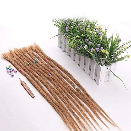 Handmade Human Hair Dreadlock Extensions - 10 Strands/Pack, 20 Inch Brown Crochet Braiding Hair for Locs & Protective Styles - Perfect for Boho, Festival, and Everyday Wear