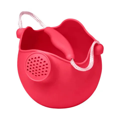 Strawberry Red Scrunch Watering Can - Small Plastic Garden Watering Pot for Indoor & Outdoor Plants, Flowers, and Herbs - Perfect for Home Gardening, Balcony, and Patio Use