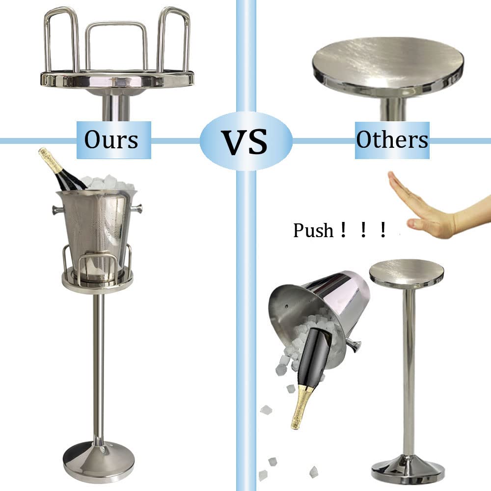 Stainless Steel Ice Bucket with Stand - 5L/12lb Gold Champagne Wine Cooler for Parties, Weddings, Bars & BBQs - Perfect for Keeping Beer, Wine & Drinks Chilled at KTV Clubs, Home Gatherings & Outdoor Events