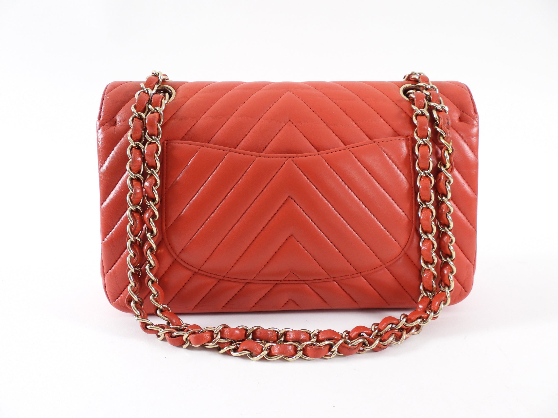 Chanel Red Chevron Quilted Leather Medium Double Classic Flap Bag - Luxury Designer Handbag for Women, Perfect for Parties, Dating & Special Occasions