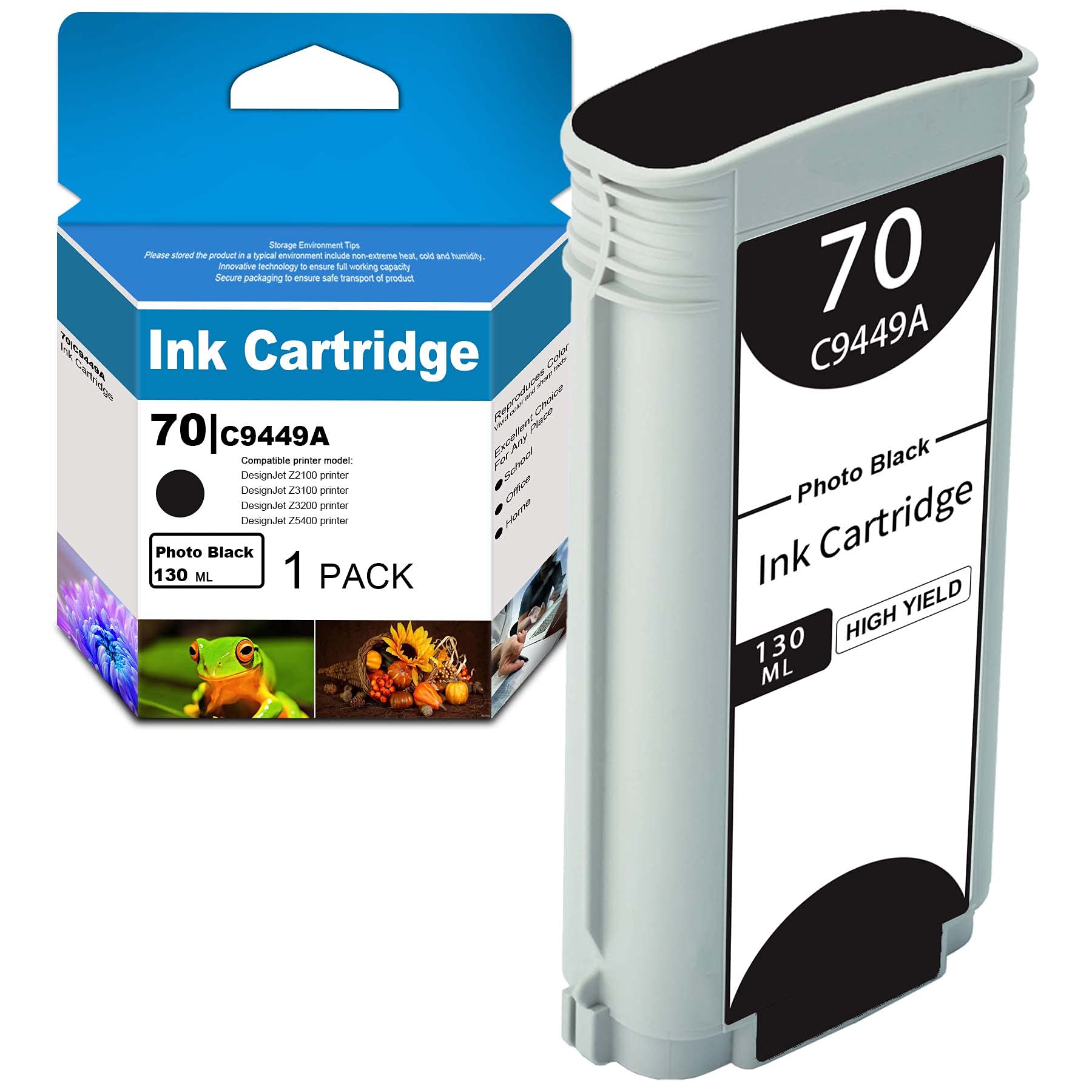 1 Pack Remanufactured C9449A Ink Cartridge - Compatible with HP DesignJet Z2100 Z3100 Z3200 Z5400 Printers (Photo Black) | High-Quality Replacement Ink for Professional Photo Printing & Large Format Graphics