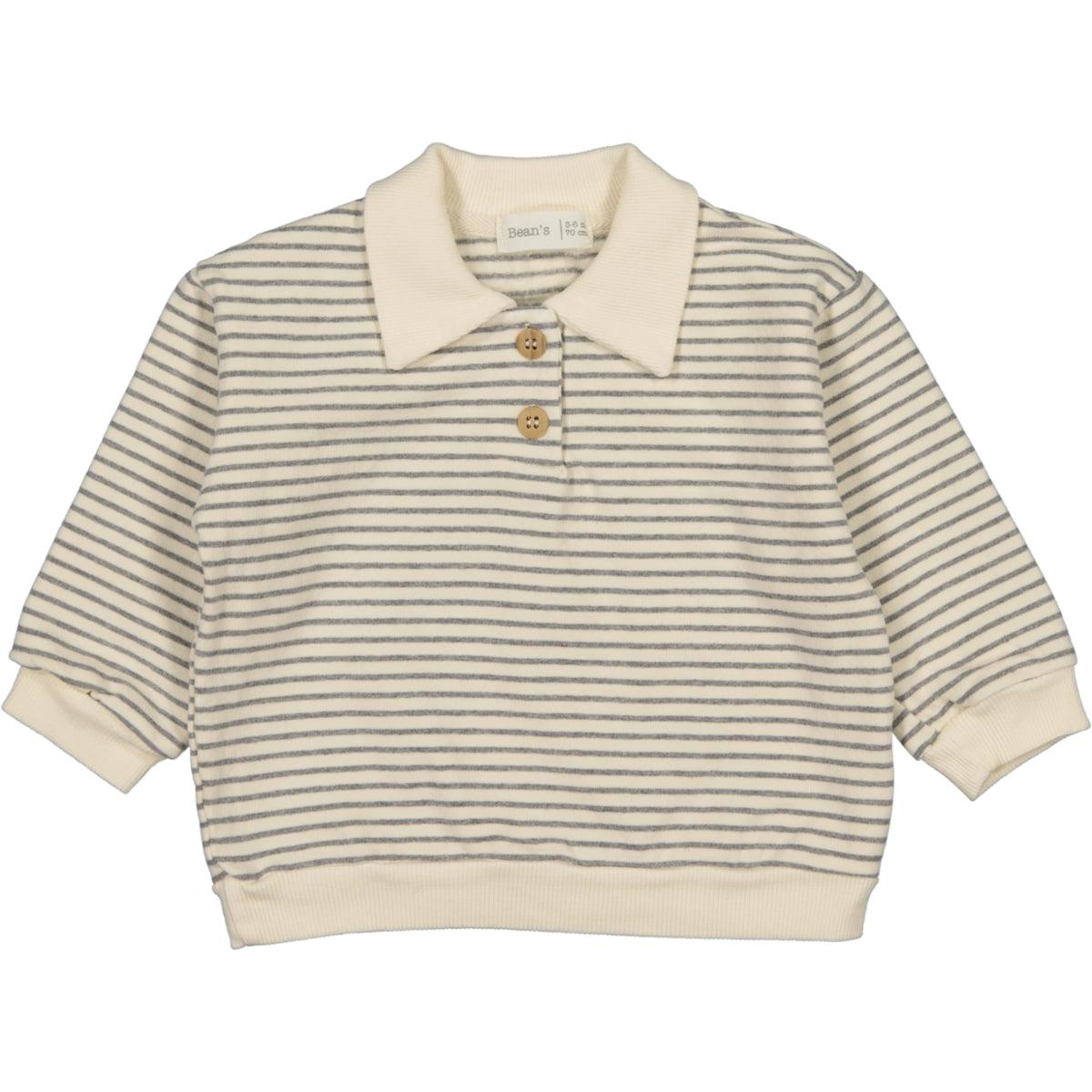 Bean's Barcelona Organic Cotton Polo Sweatshirt - Ecru Stripe for Men | Eco-Friendly Casual Wear for Outdoor Activities & Street Style