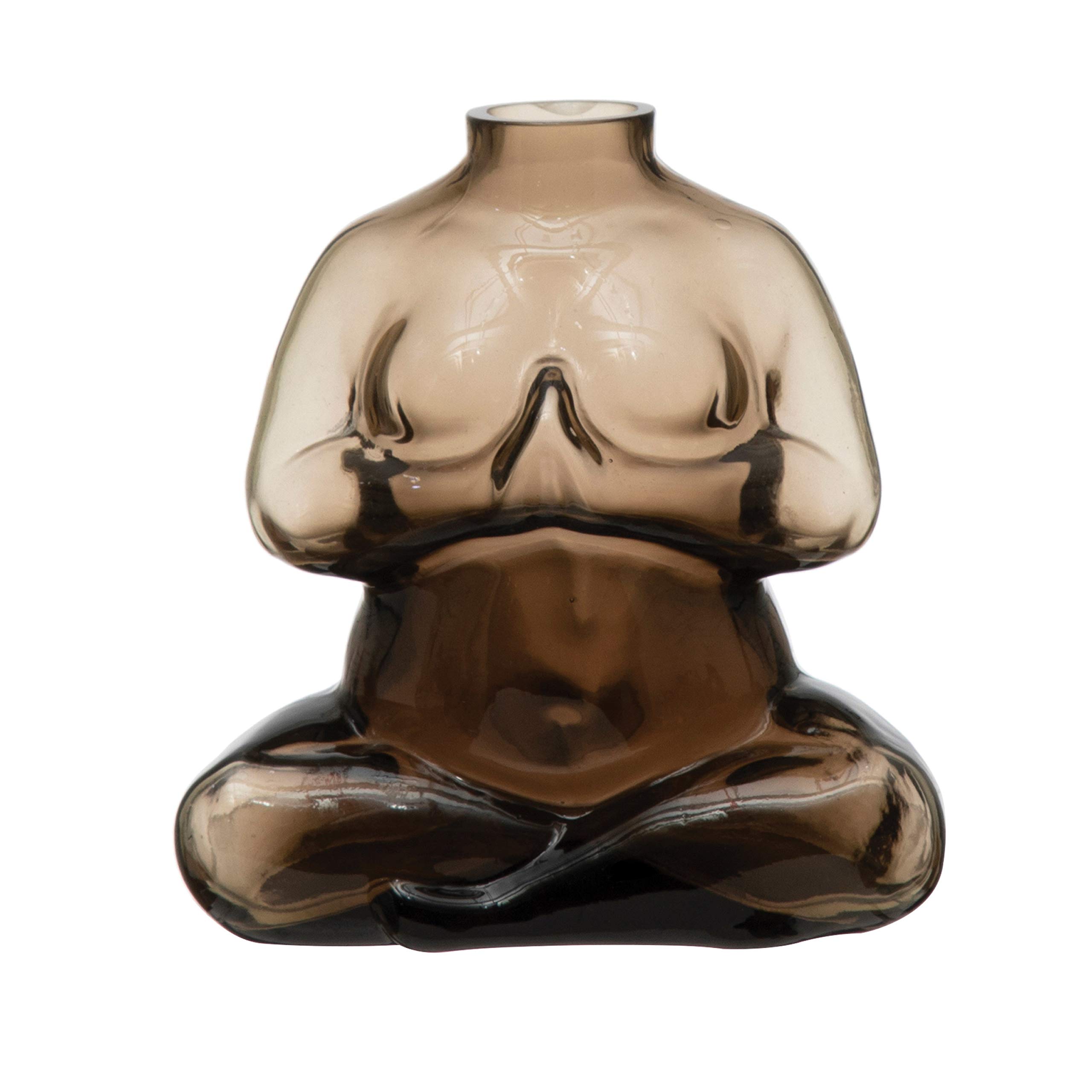 Bloomingville Smoke Colored Glass Body Vase - Elegant Home Decor for Centerpieces, Wedding Decorations & Modern Interior Design