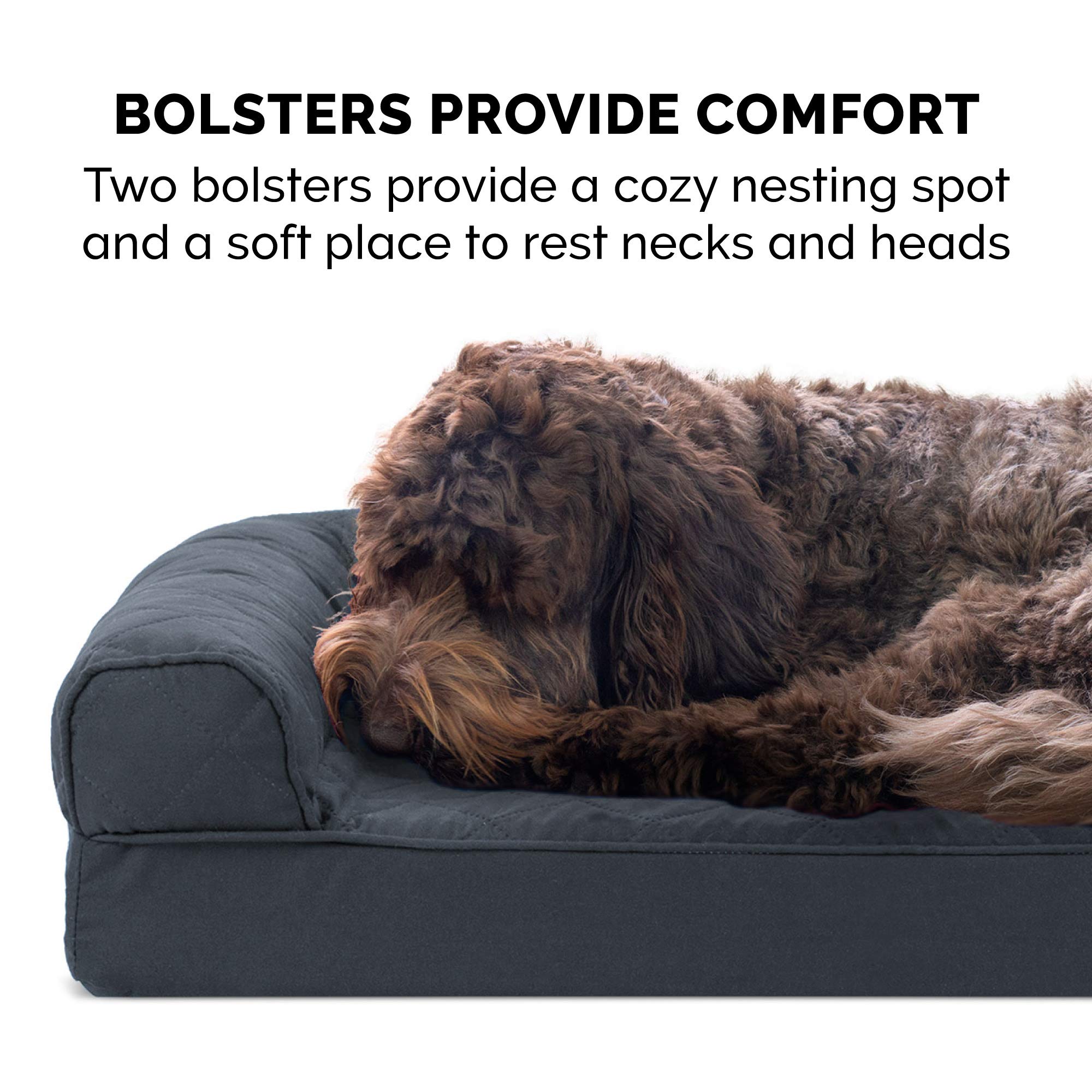 Furhaven Cooling Gel Dog Bed for Large Dogs - Removable Bolsters & Washable Cover - Quilted Sofa Style - Supports Up to 125 lbs - Iron Gray - Jumbo Plus/XXL - Perfect for Hot Weather & Joint Relief in Living Room, Bedroom or Kennel
