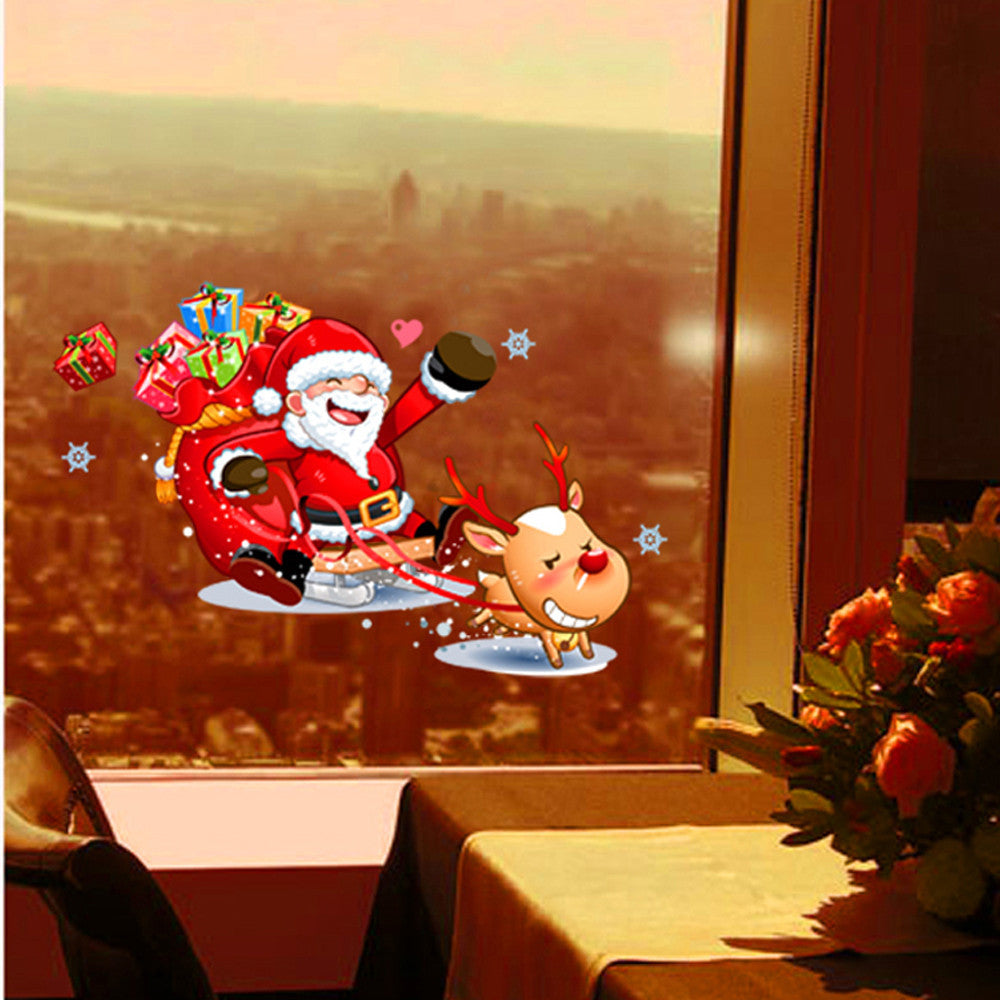 Santa Claus Christmas Removable Wall Stickers for Windows - Holiday Home Decor, Kids Room & Office Decoration