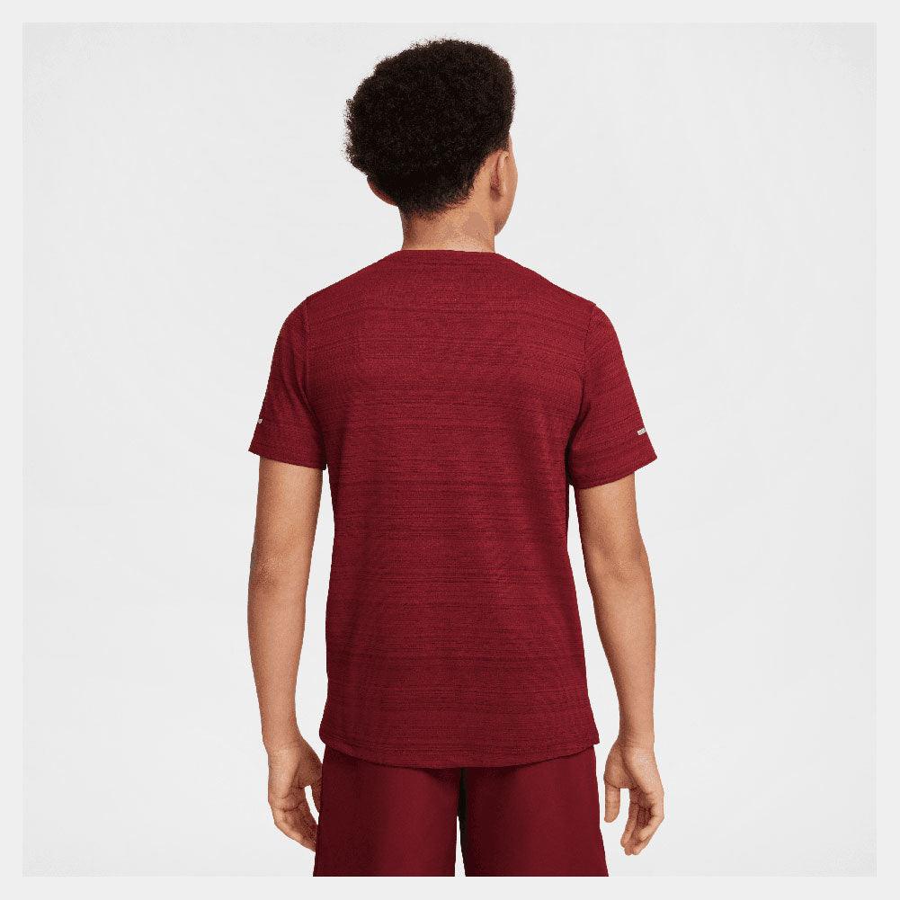 Boys' Dri-Fit Miler Short Sleeve Training Top - Moisture Wicking Athletic Shirt for Running & Sports | Perfect for Gym Workouts & Outdoor Activities
