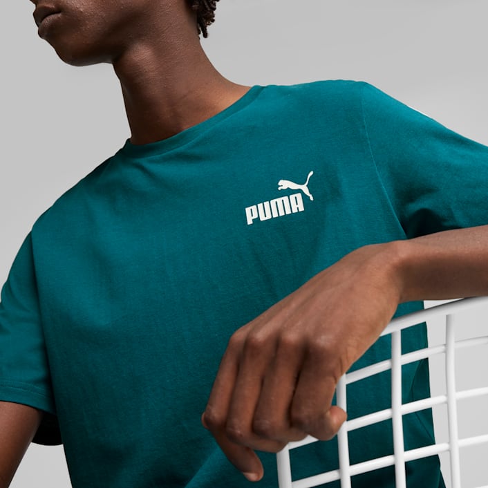 PUMA Men's Essentials Tape Green T-Shirt - Comfortable Cotton Casual Tee for Gym, Workout & Everyday Wear