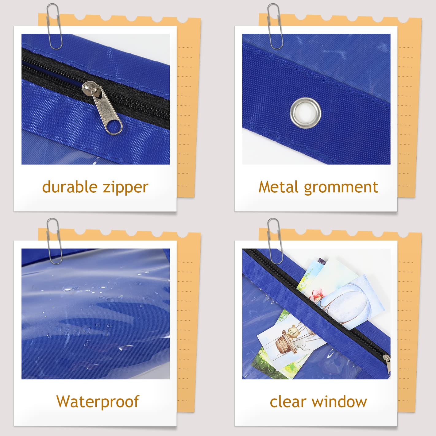 Yoeejob 3 Pack Blue Zippered Pencil Pouch for 3 Ring Binder - Clear Window Pen Holder Case for School, Office & College Organization (Perfect for Students, Teachers & Professionals)