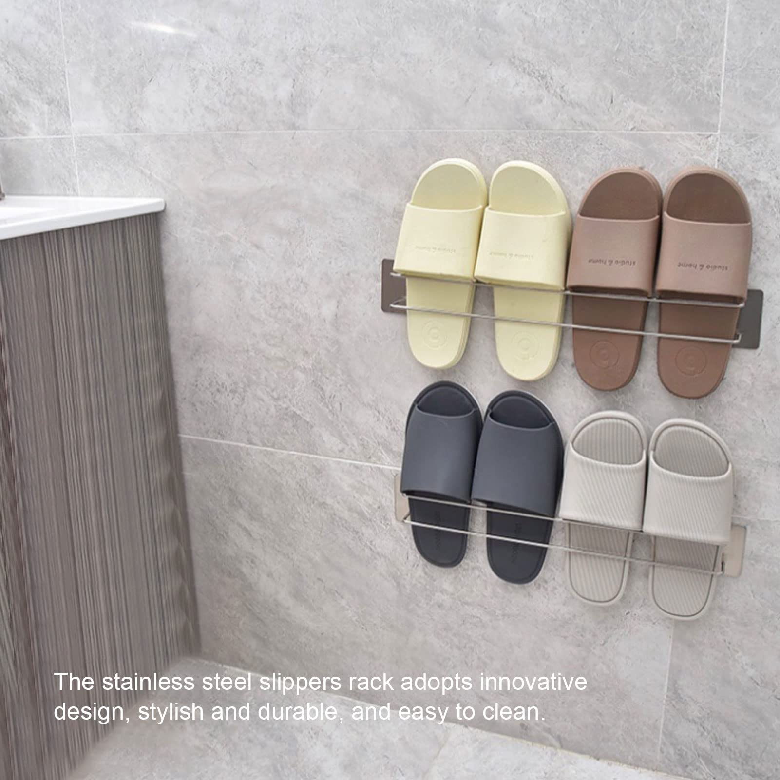 Stainless Steel Wall Mounted Slipper Rack for Bathroom & Hotel Use
