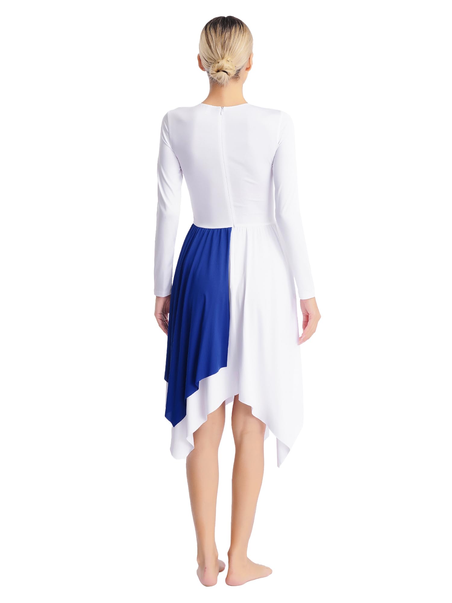 JEYPINMI Women's Worship Dance Dress - Color Block Liturgical Tunic for Praise, Celebration & Lyrical Performance | Church Service, Choir Outfit, Religious Events Costume