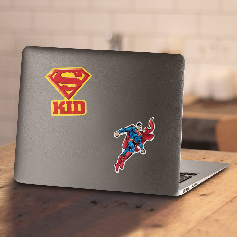 Popfunk Superman Super Kid Pullover Hoodie for Boys & Girls with Free Stickers - Small Size | Soft Cotton Kids Hooded Sweatshirt for School, Playdates & Superhero Costume