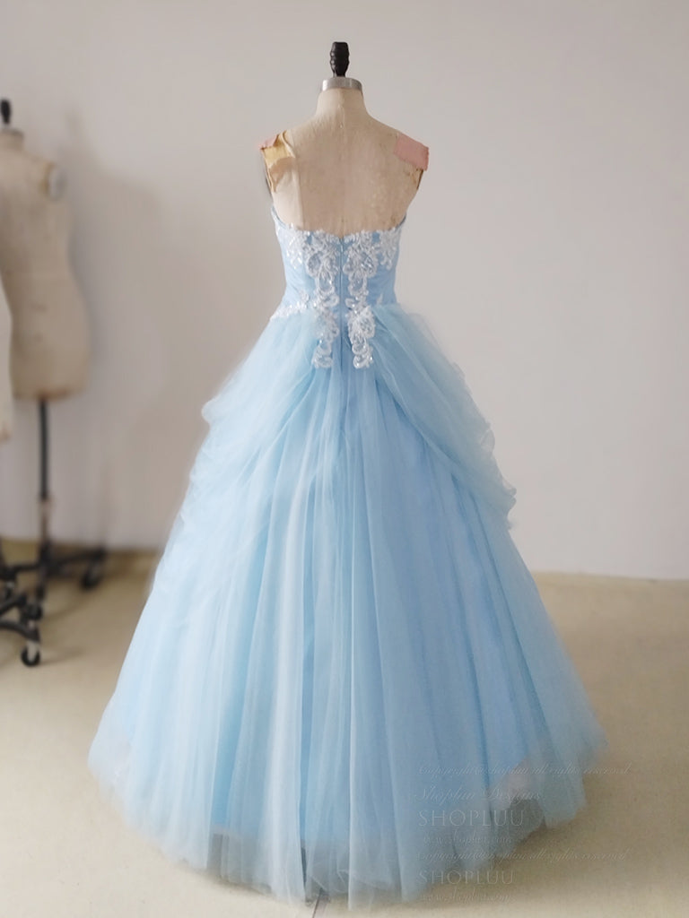 Elegant A-Line Sweetheart Neckline Blue Long Prom Dress for Women | Formal Evening Gown for Sweet 16, Homecoming, and Special Occasions