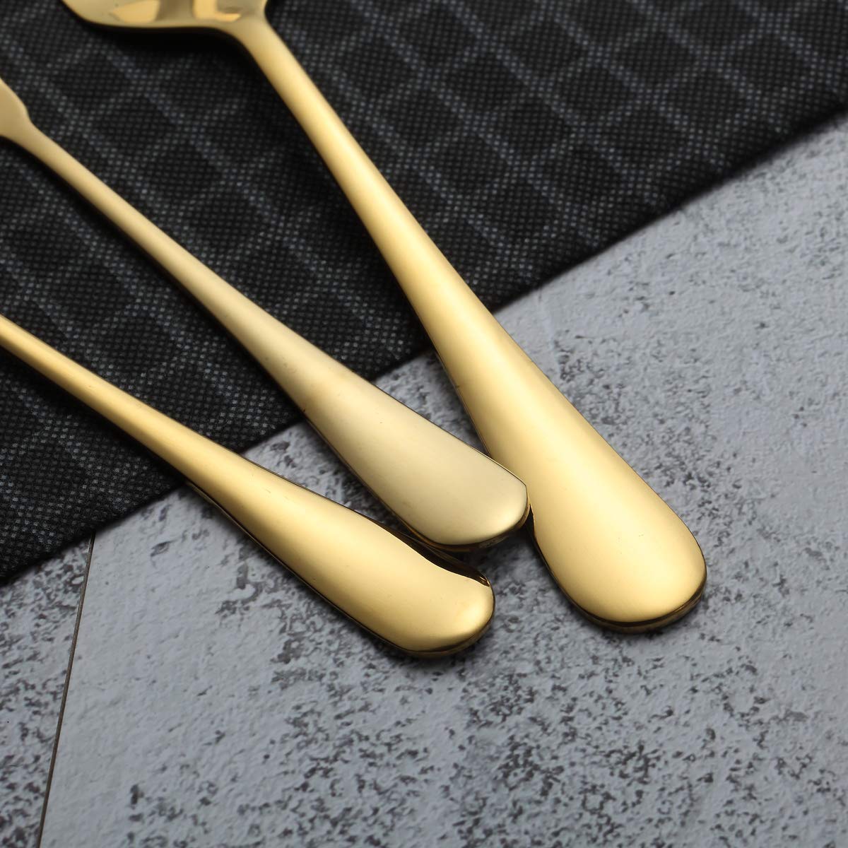 Berglander 6-Piece Stainless Steel Gold Titanium Plated Flatware Set - 5 Serving Utensils + Cake Server - Elegant Golden Silverware for Dinner Parties, Weddings & Formal Dining (Shiny Gold Finish)