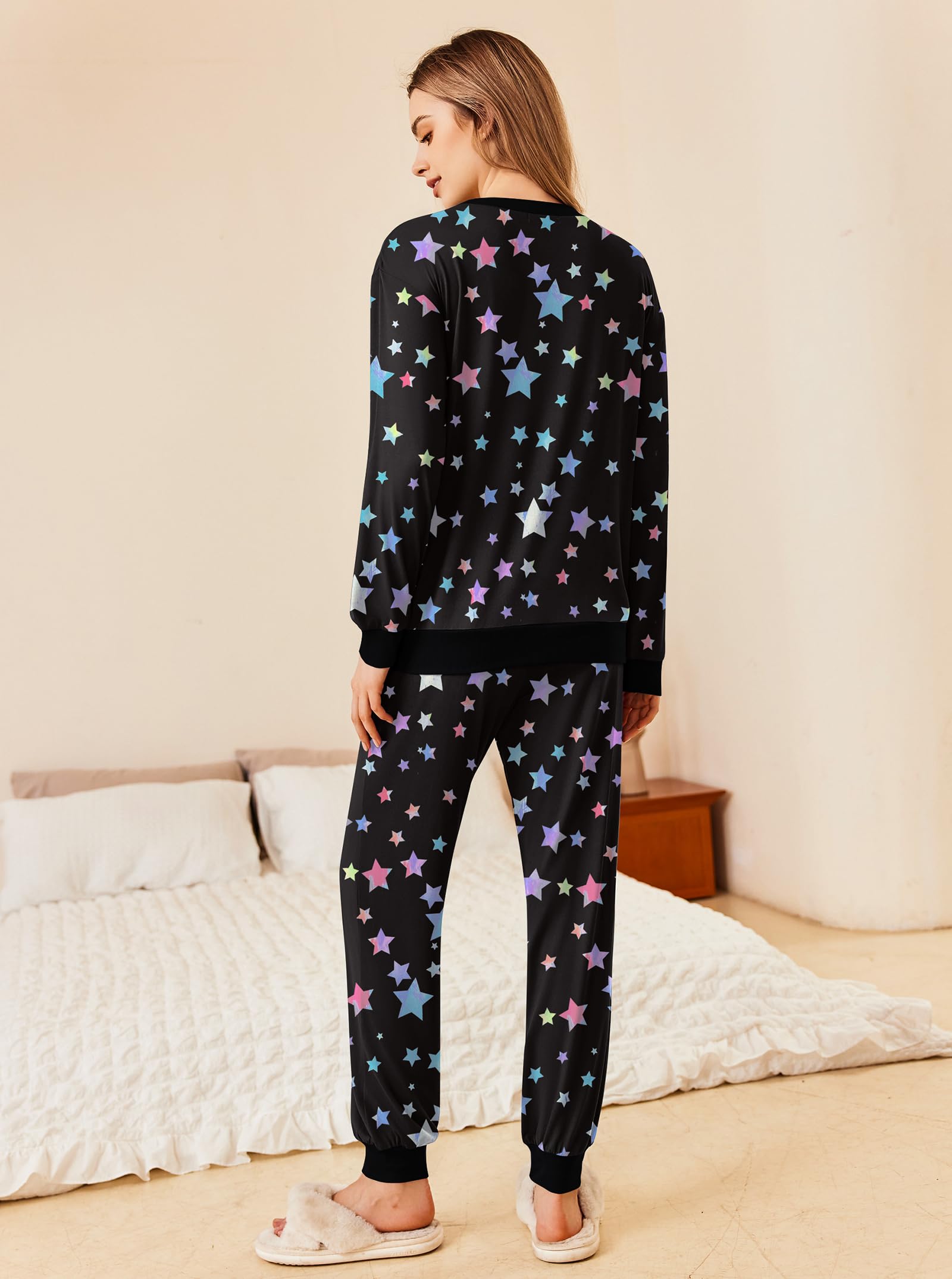 Ekouaer Women's Soft Long Sleeve Pajama Set - 2 Piece Jogger Sleepwear & Loungewear for Comfortable Nights | Perfect for Sleeping, Lounging, and Relaxing at Home