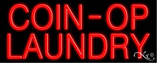 Vintage Coin Operated Laundry Glass Neon Sign #10042 – Handcrafted in USA | Retro Laundromat Decor, Bar & Man Cave Wall Art