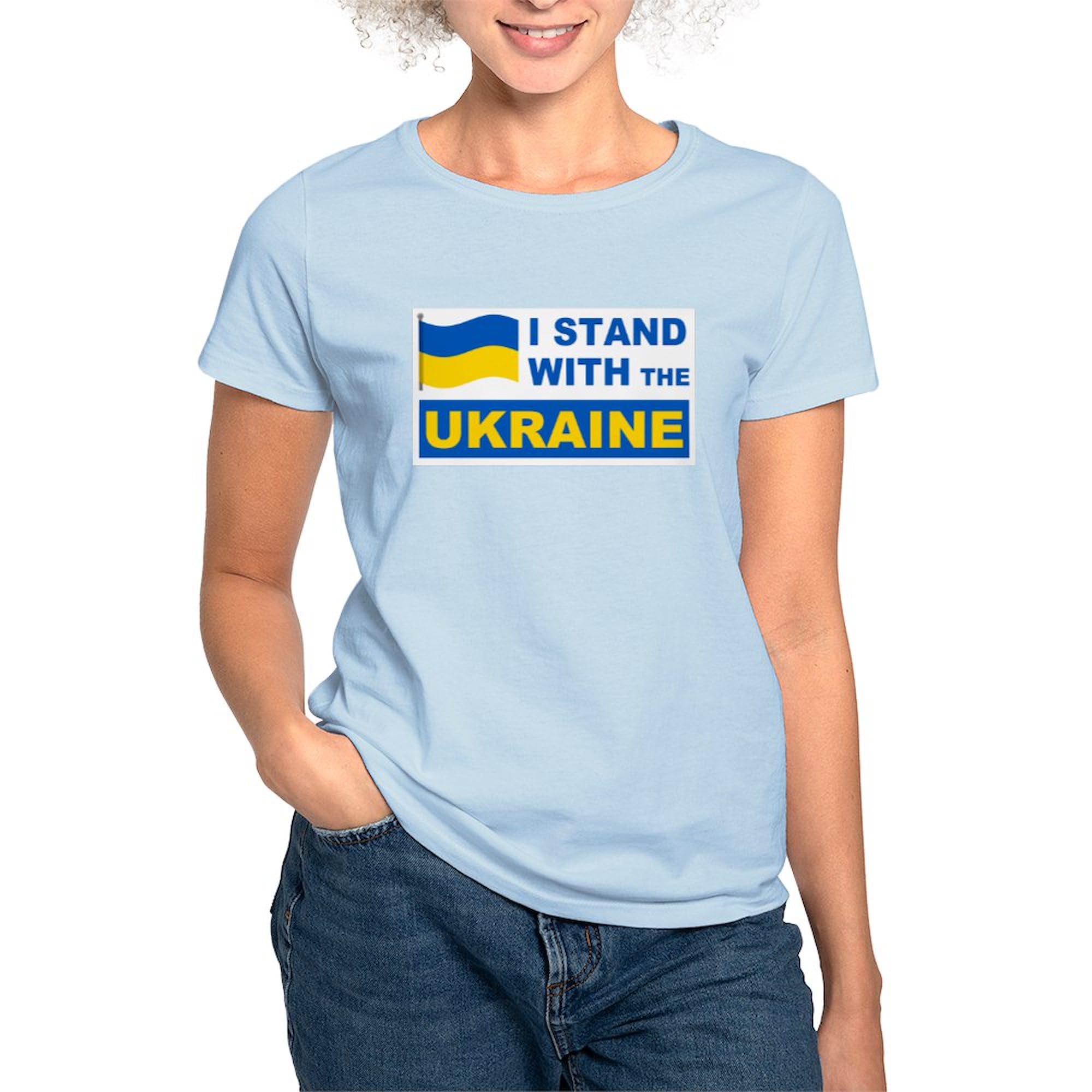 I Stand with Ukraine Women's Cotton Crew Neck T-Shirt | CafePress | Casual Wear & Support Ukraine