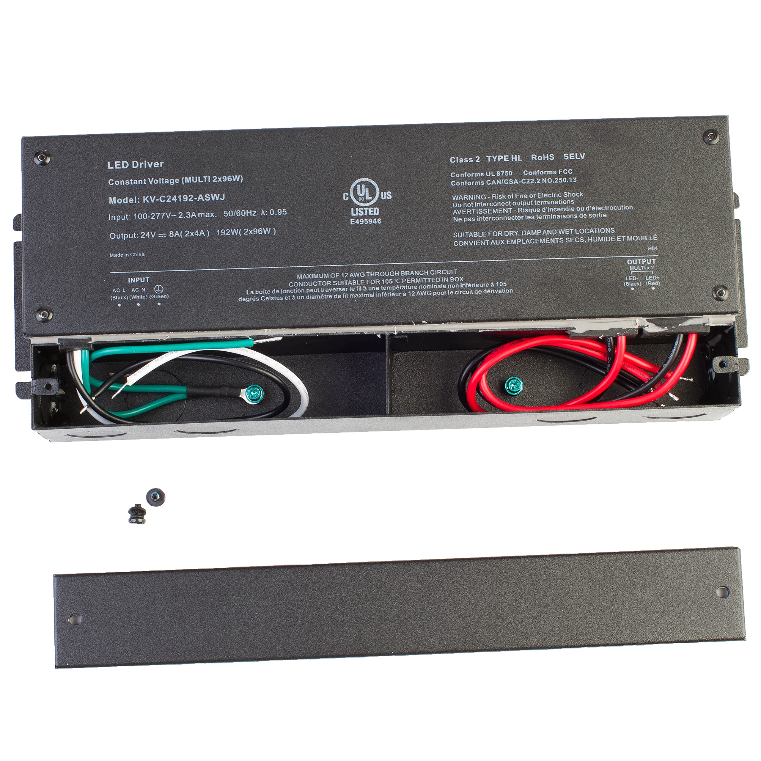 UL Listed 24V 192W LED Power Supply Driver - Class 2 Multi-Channel Output (96W x2) for LED Strip Lights - Perfect for Under Cabinet, Kitchen Lighting, and Tape Module Applications