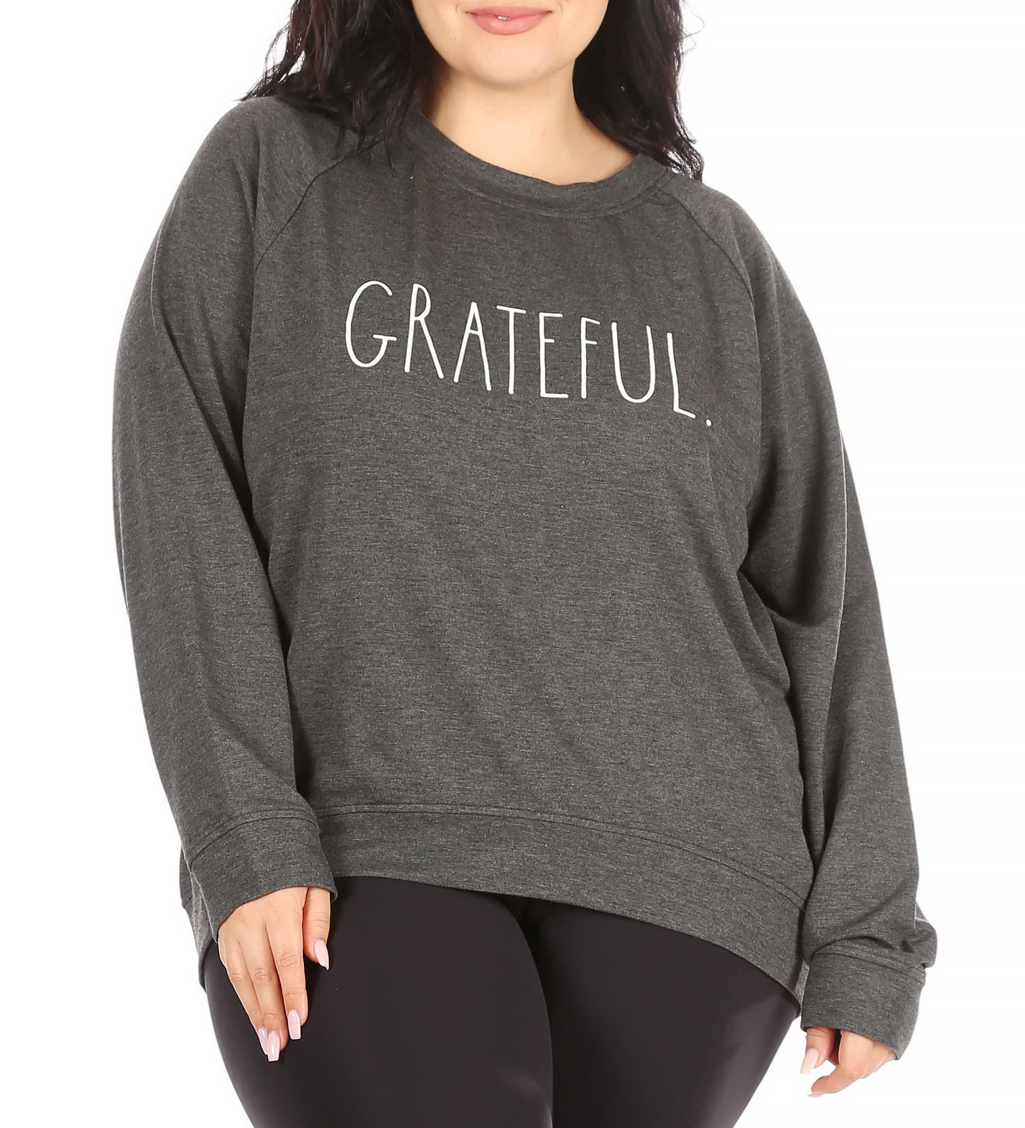 Rae Dunn Graphic Sweatshirt for Women - Plus Size Long Sleeve Raglan Pullover Crewneck Sweater | Casual Outfit, Lounge Wear, Gift Idea