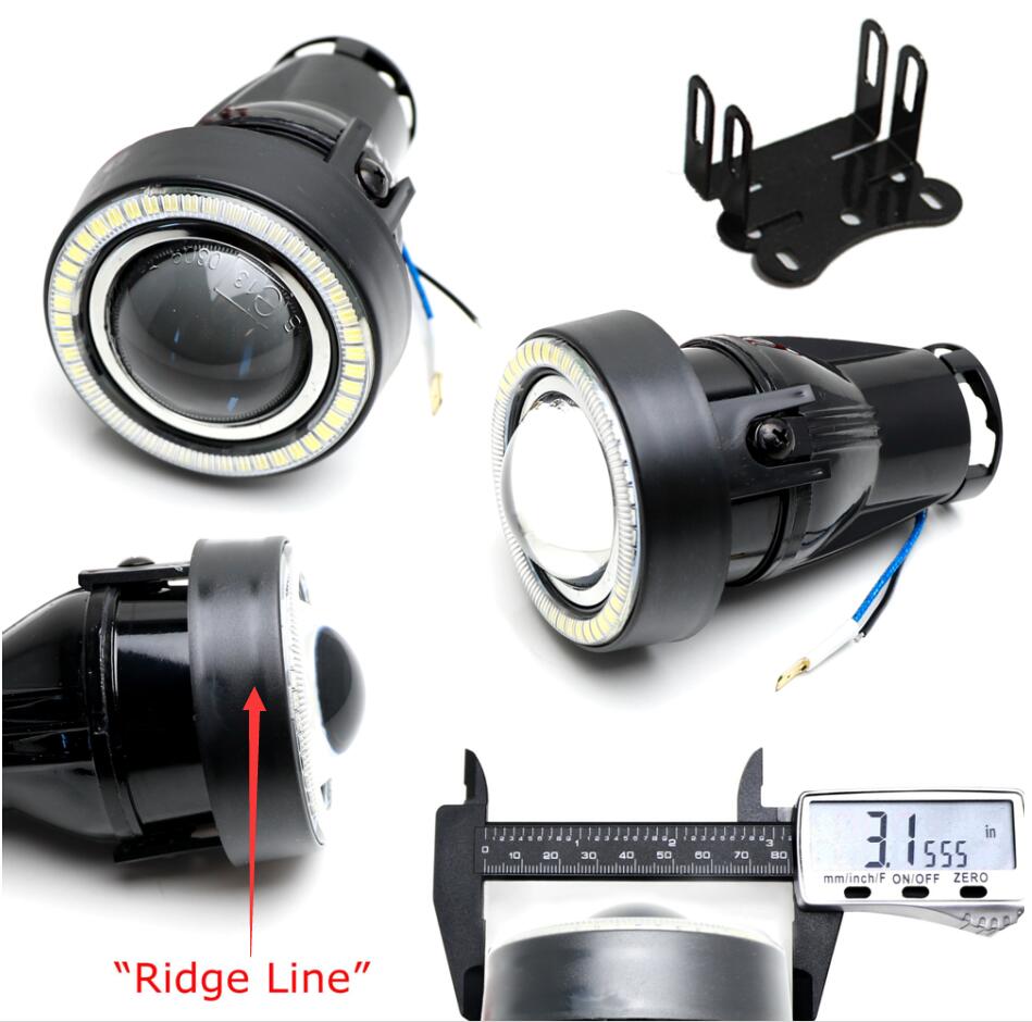 3 Pack Projector Fog Light Kit with Black Shroud - 40 SMD White LED Halo Ring & Angle Rings for Cars, Trucks, SUVs - Perfect for Night Driving, Off-Roading, and Enhanced Visibility in Foggy Conditions