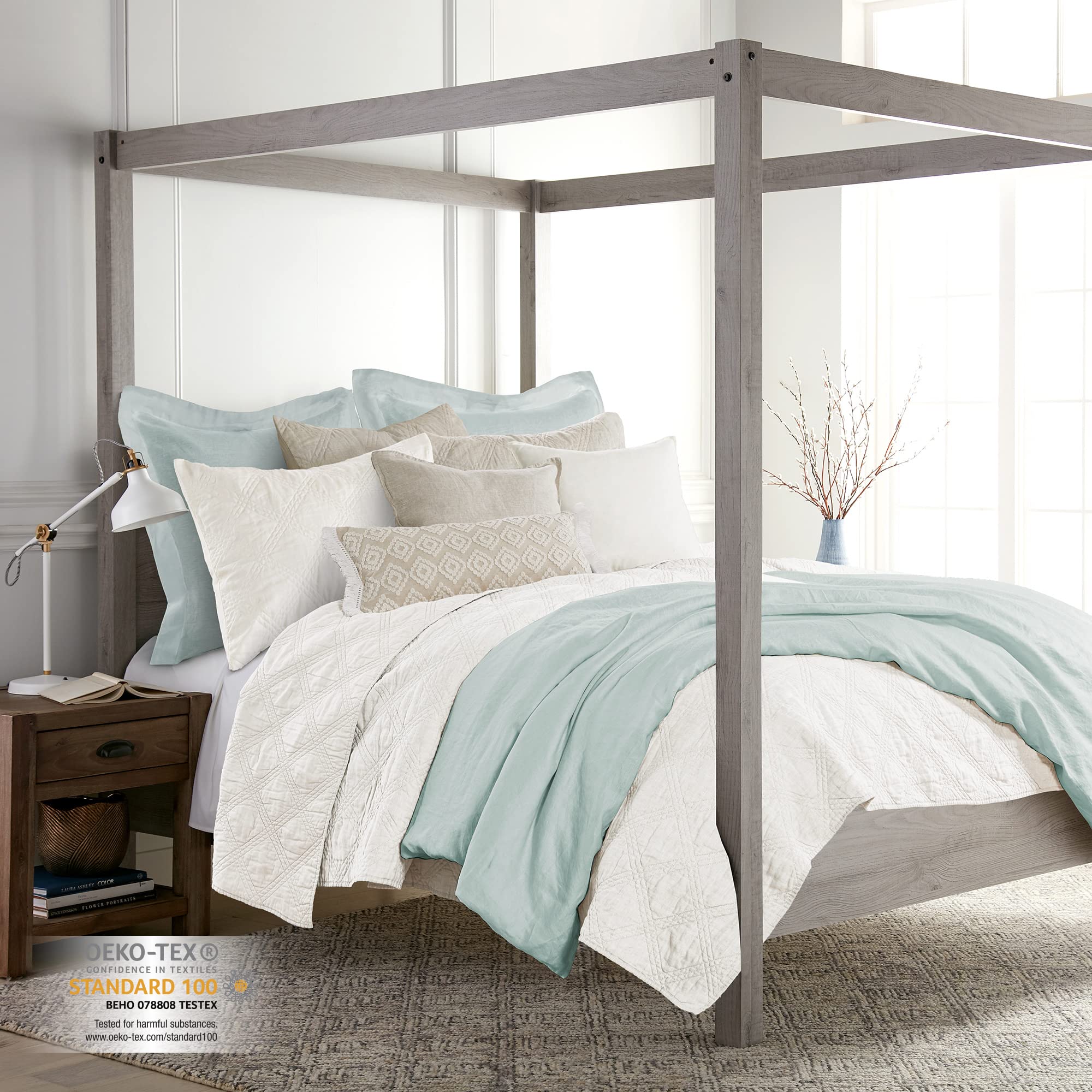 Premium 100% Linen Front & Cotton Back Quilt Set - Full/Queen Size (88