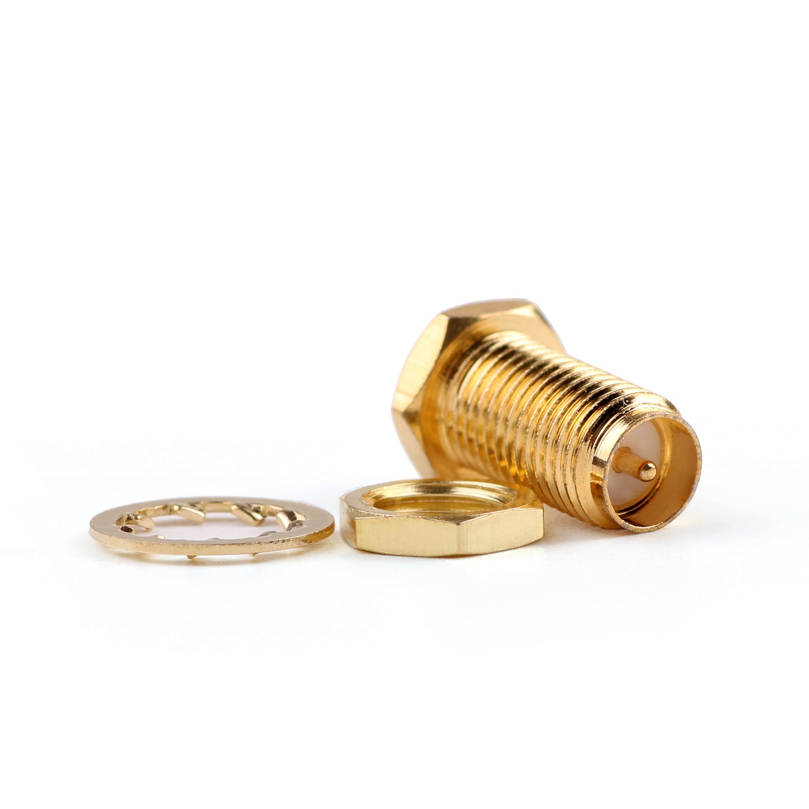 10 Pcs RP-SMA Female Bulkhead Connector - Straight Solder Panel Mount for Antenna, Router & RF Applications - Perfect for DIY Electronics, Ham Radio & Wireless Projects