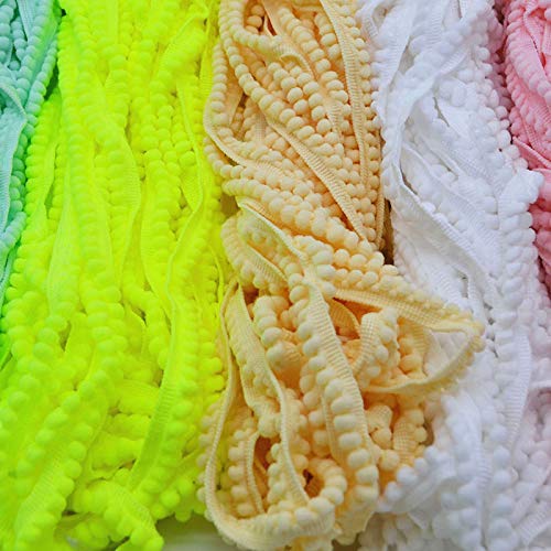 10 Yards 5mm Pompom Lace Trim - Soft Fluffy Pompom Garland for Sewing, Clothing, Crafts & DIY Decor - Light Pink Decorative Lace Ribbon for Pillows, Curtains, Baby Clothes & Home Decorations