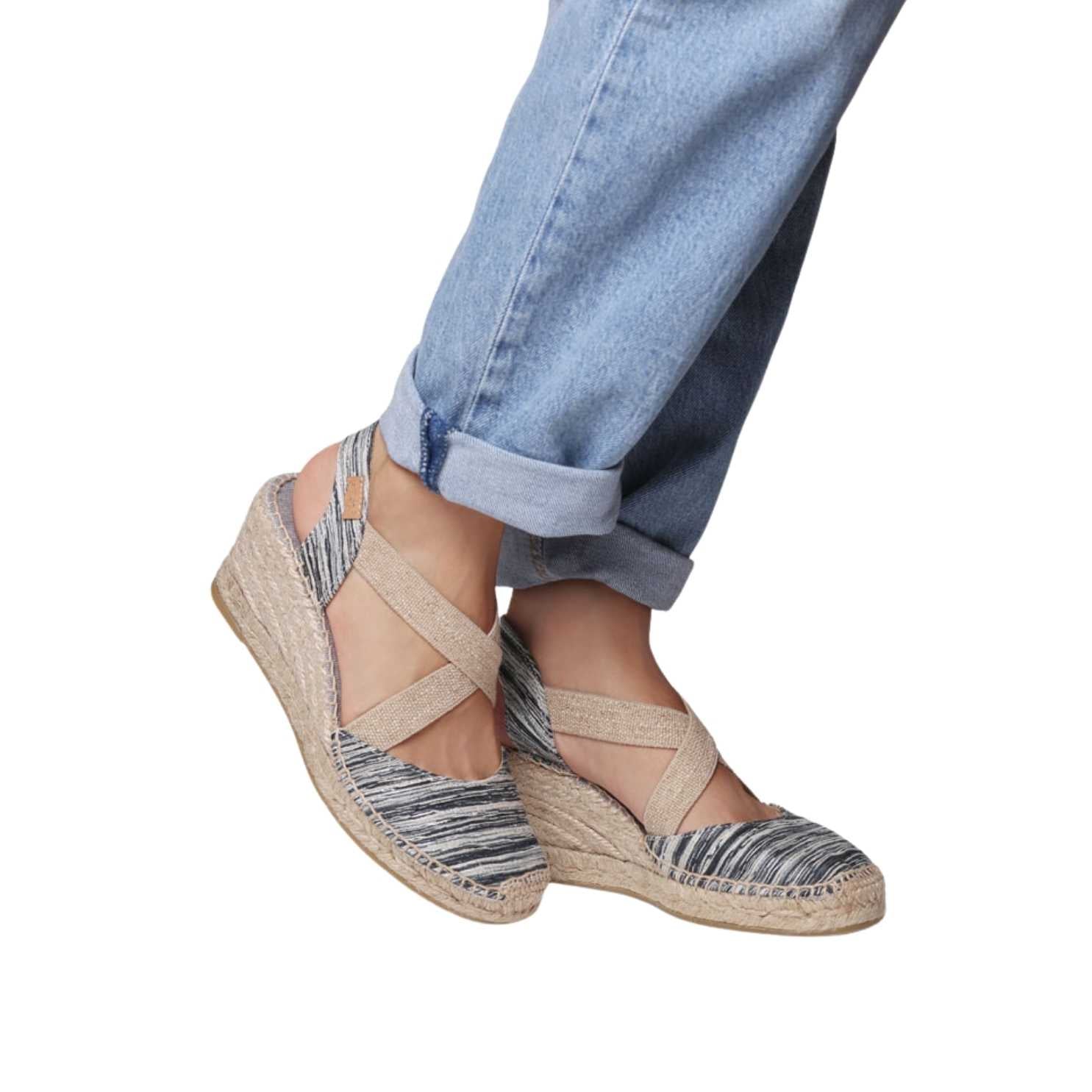 Women's Crossed Strap Fabric Espadrilles - Comfortable Summer Sandals for Beach, Vacation & Casual Outings | Saba RG