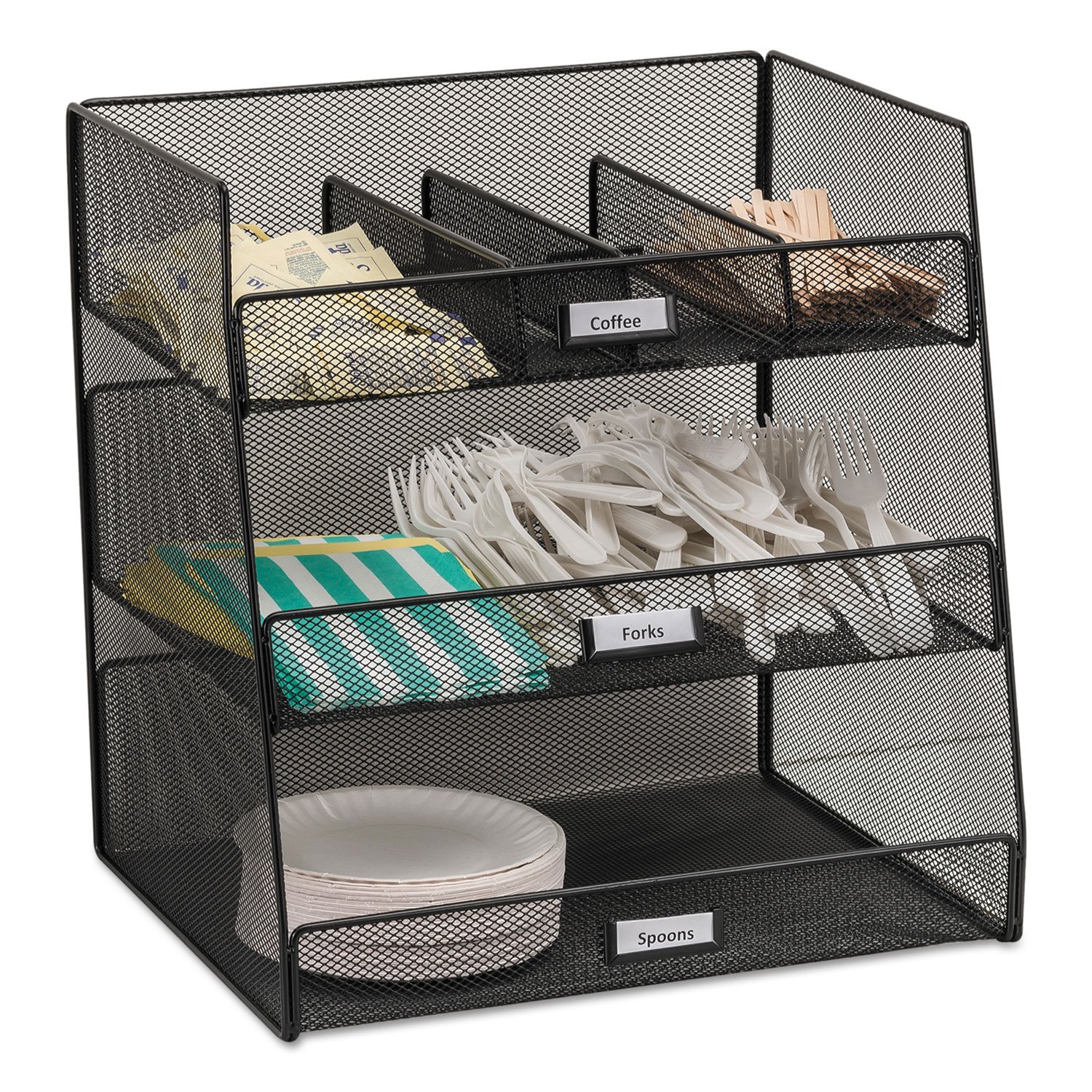 Safco 3293BL Onyx Mesh Break Room Organizer - Black Office Supplies for Kitchen, Pantry & Desk Storage | Perfect for Office, Home & School Organization