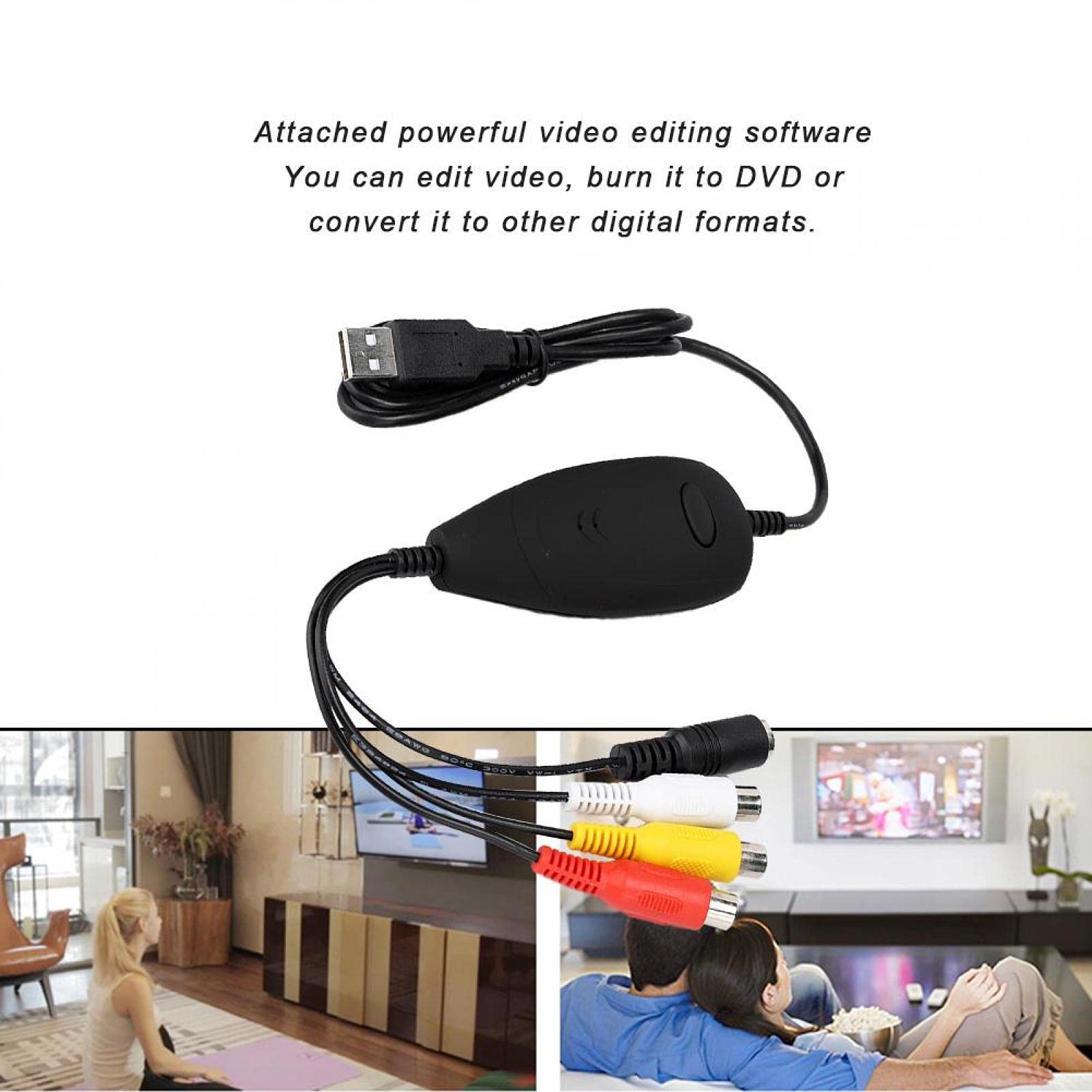 Ubersweet® Video Capture Card USB 2.0 - High Speed Audio Video Recording Device for Music Videos, Live Streaming, Gaming & PC Content Creation | Compatible with Windows & Mac