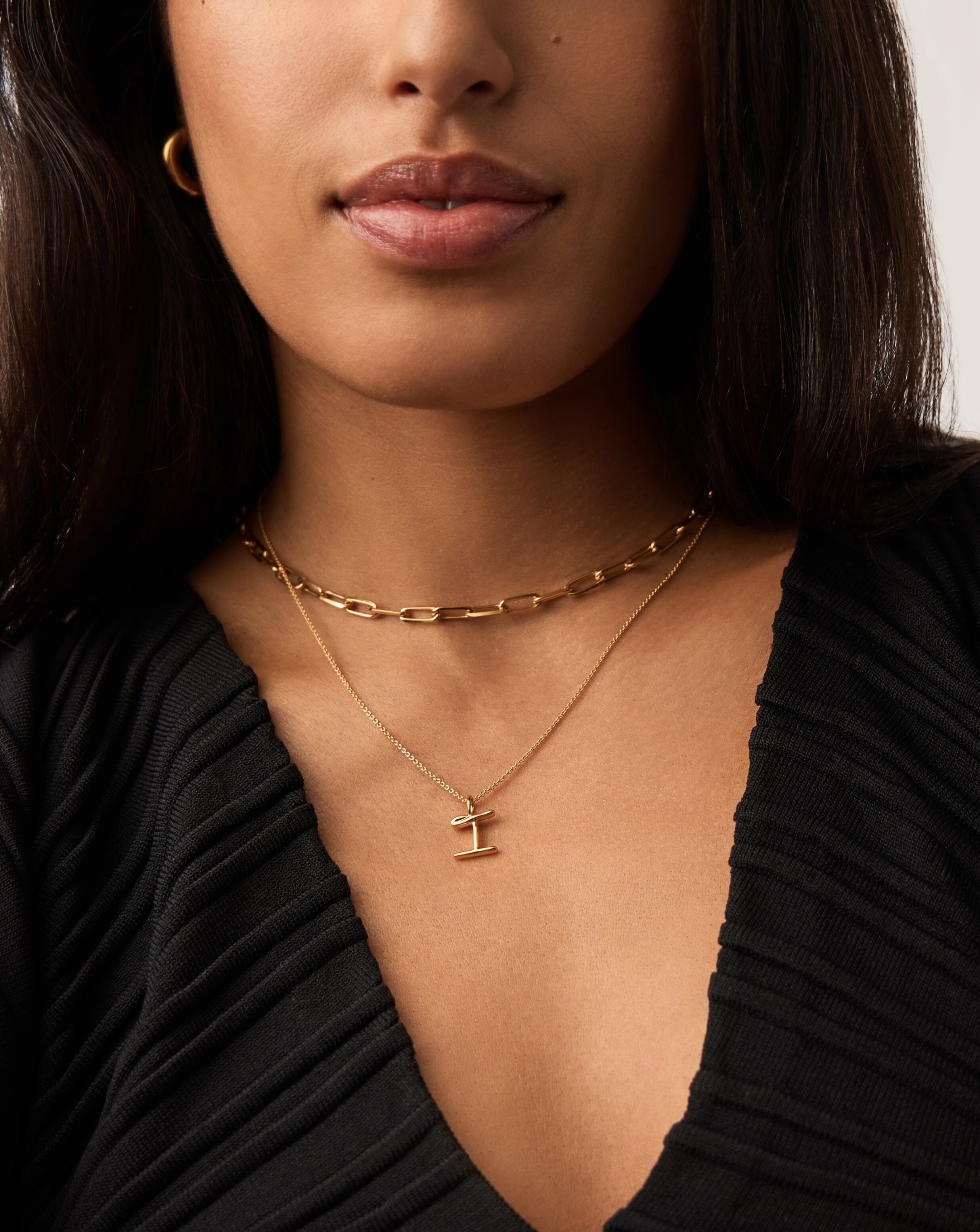 18K Gold Vermeil Curly Molten Mini Initial Necklace for Women | Personalized Name Letter Pendant | Perfect Gift for Birthday, Anniversary & Valentine's Day