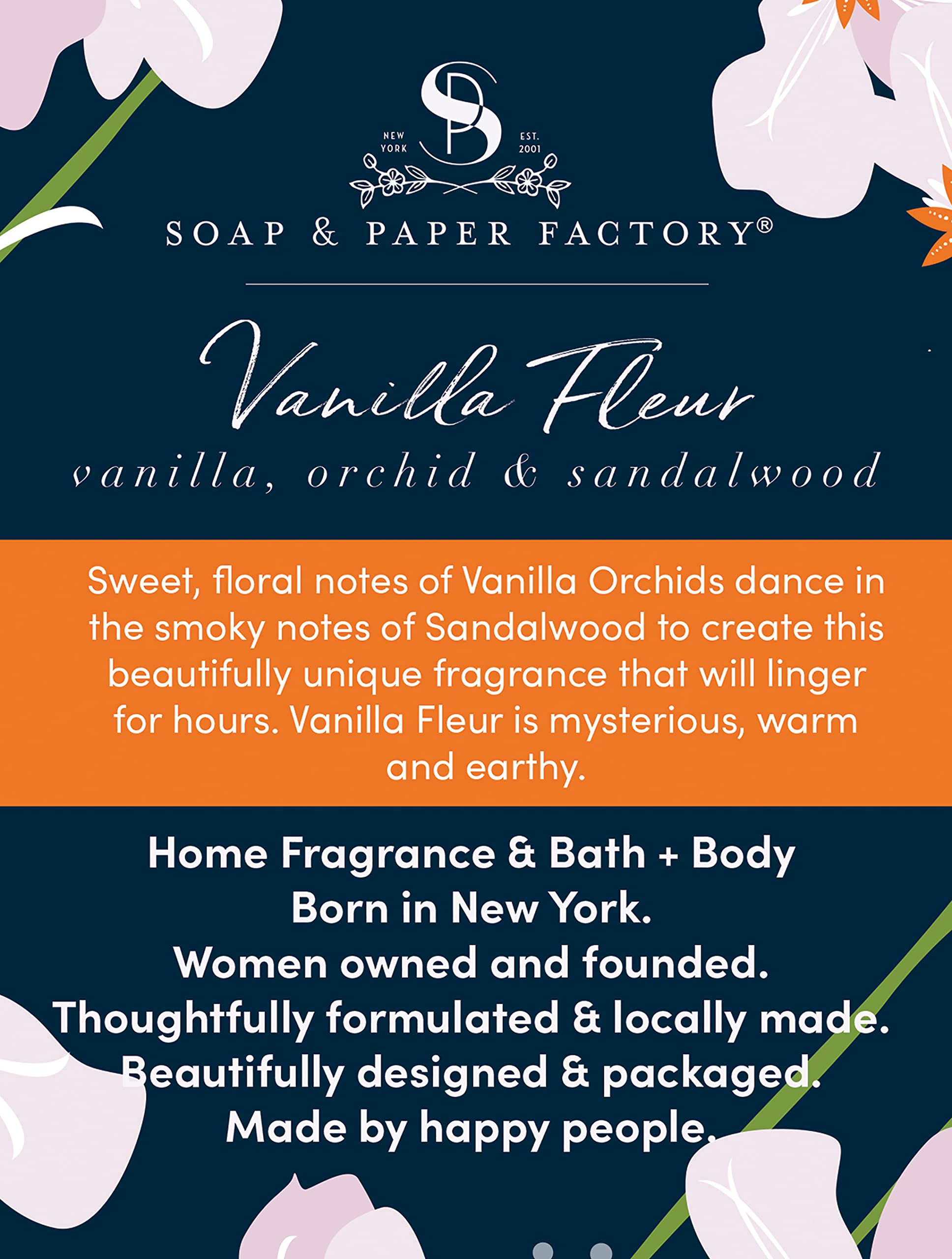 Soap & Paper Factory Vanilla Fleur Shea Butter Soap Bar - 5 oz Natural Moisturizing Handmade Soap for Dry Skin, Gifts & Bathroom Decor - Perfect for Spa Day, Self-Care & Relaxation