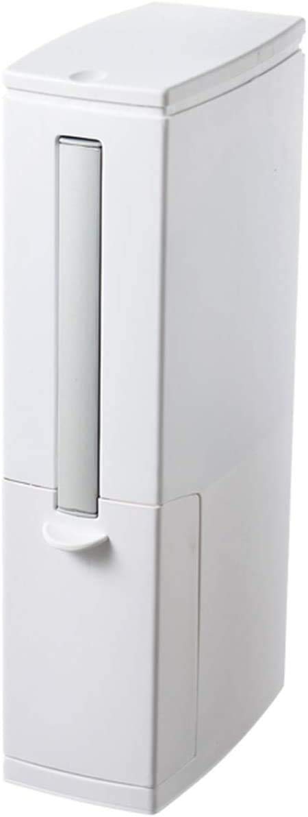 ZCRR Space-Saving Narrow Trash Can with Toilet Brush & Waste Bin Set - White Bathroom Storage Organizer for Deep Cleaning | Perfect for Small Bathrooms & Tight Spaces