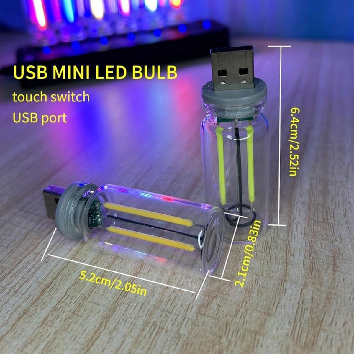 Retro USB LED Car Interior Atmosphere Lights - Mini Vehicle Ambient Lighting with Plug-in USB Charging Port - Green Night Lamps for Cars, Bedroom & Hallway - Perfect for Mood Lighting & Nighttime Driving