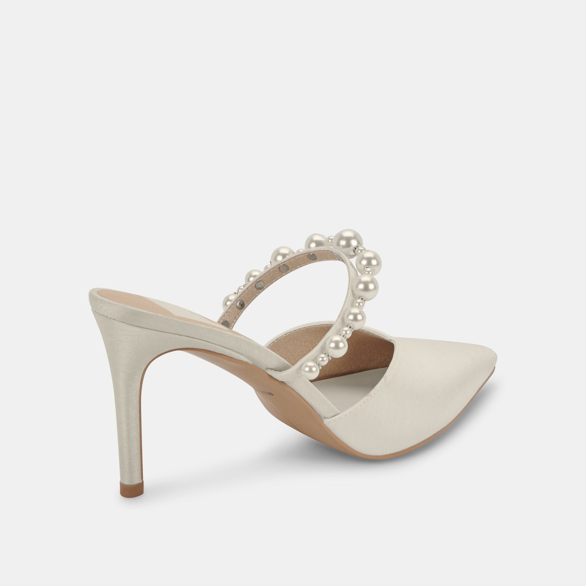 KANIKA Women's Pearl Embellished Vanilla Silk High Heels - Elegant Evening Shoes for Weddings, Parties & Special Occasions