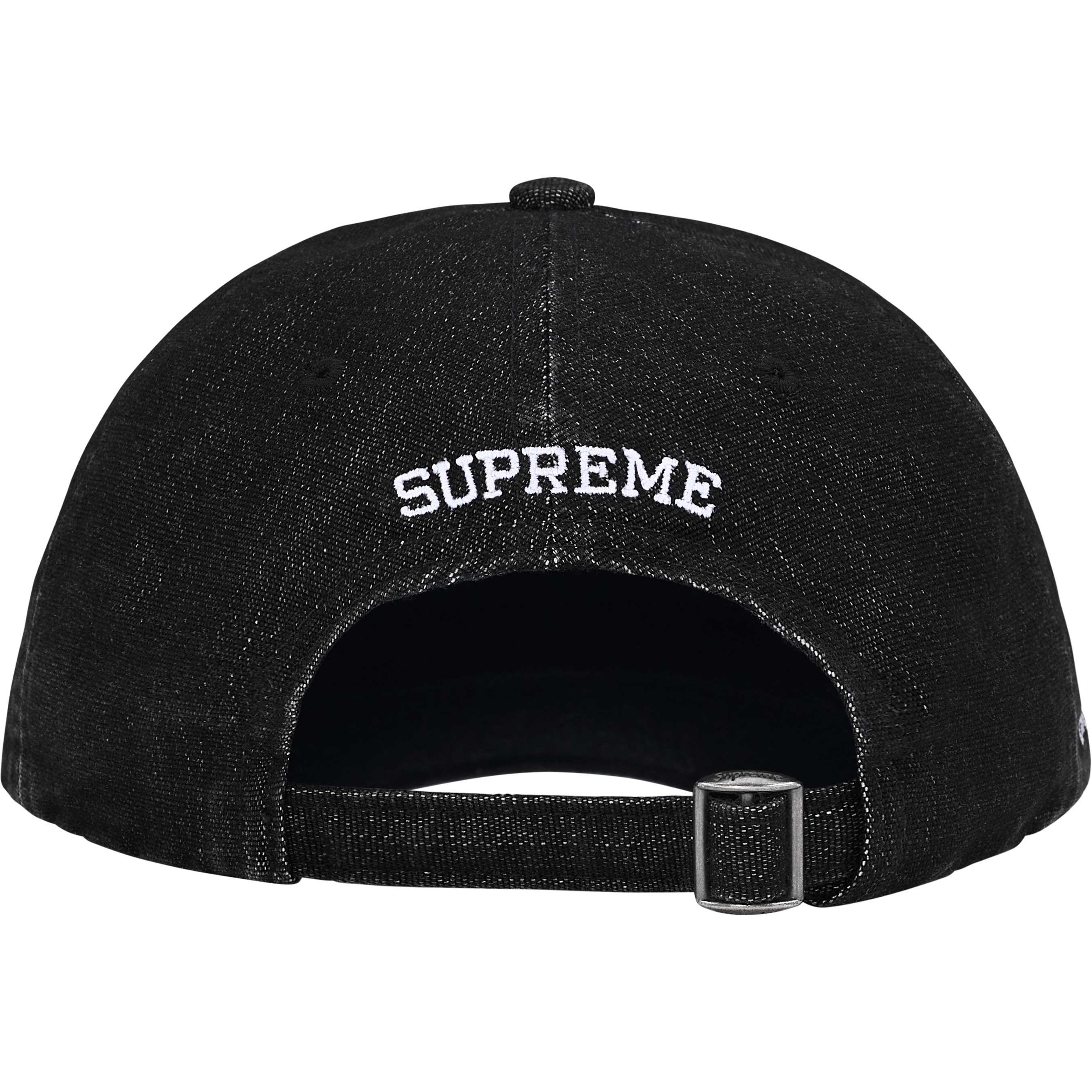 Supreme Cordura® Denim S Logo 6-Panel Black Hat - Stylish Streetwear Cap for Men & Women - Perfect for Urban Fashion, Hip-Hop Style & Outdoor Activities