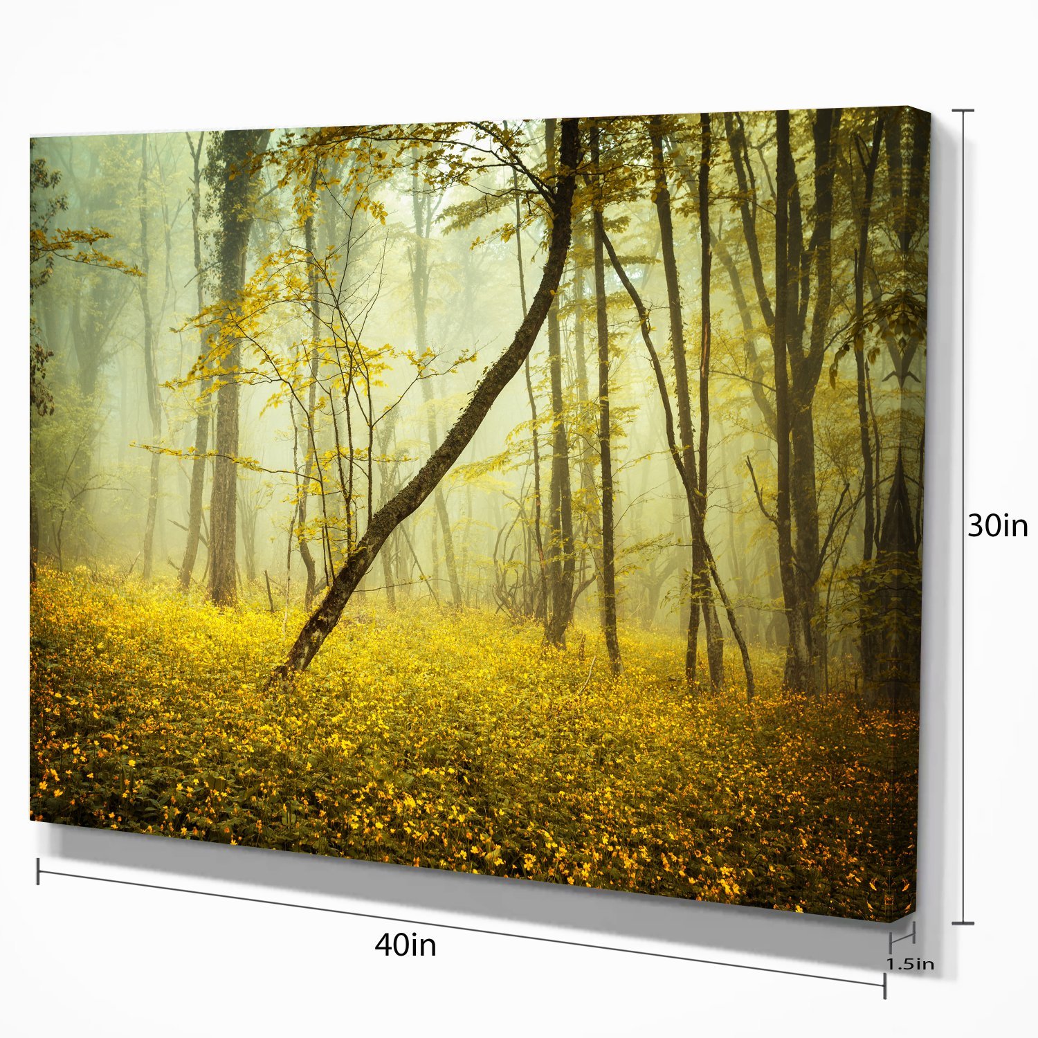 Yellow Flower Forest Landscape Canvas Print - Nature Wall Art for Living Room, Bedroom & Office Decor
