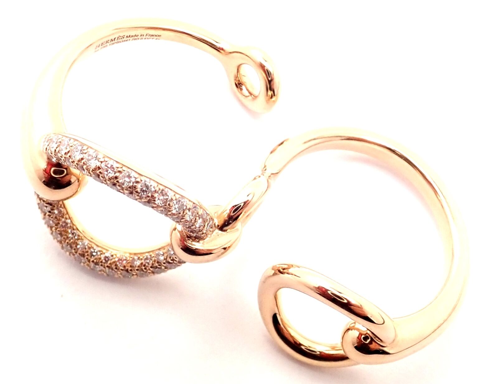 Authentic Hermes 18k Rose Gold Diamond Filet d'Or Large Double Band Ring - Luxury Jewelry for Women, Perfect for Weddings, Anniversaries & Special Occasions