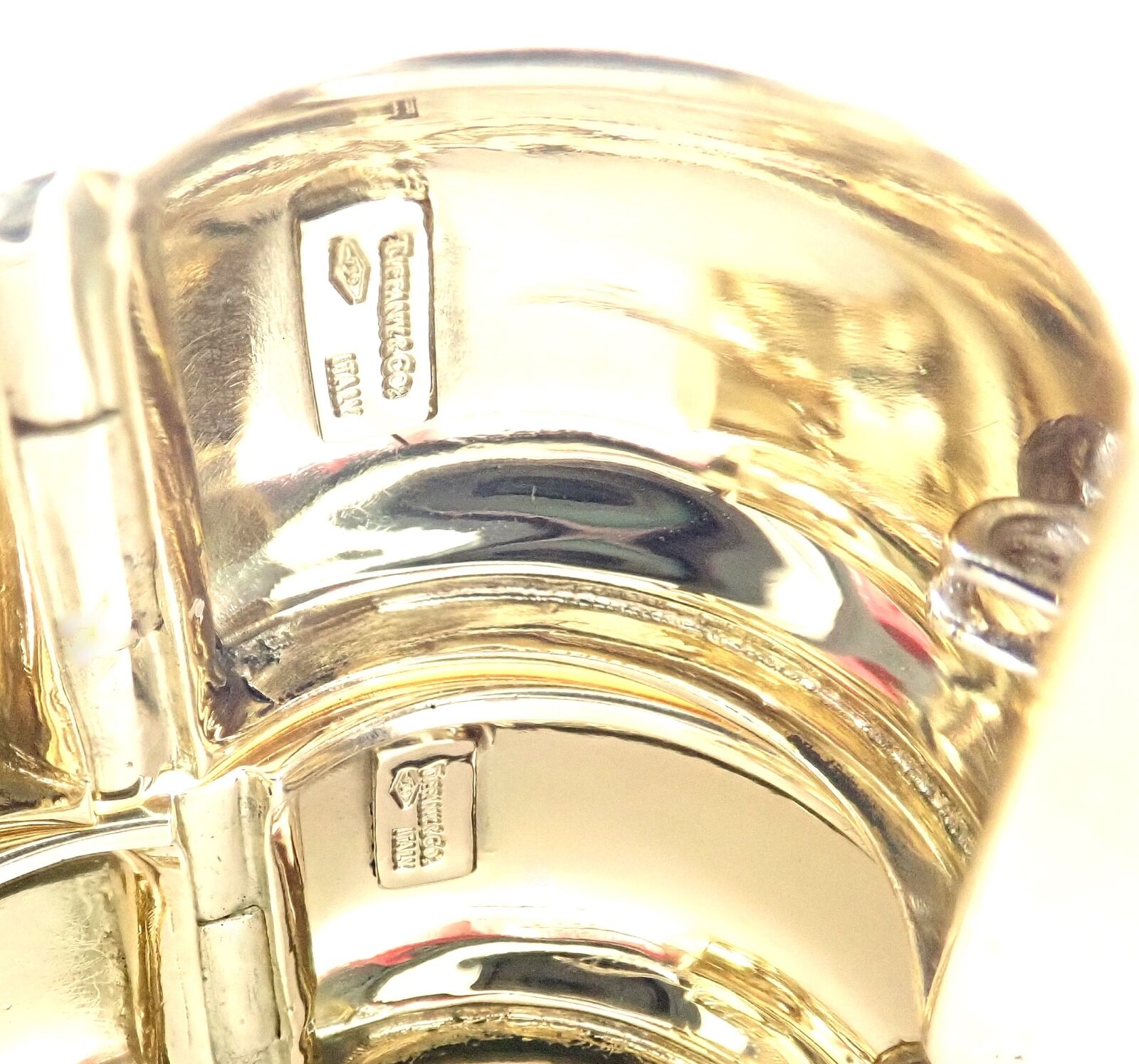 Authentic Vintage Tiffany & Co 18k Yellow Gold Wide Hoop Earrings - Luxury Jewelry for Women, Perfect for Weddings, Parties & Special Occasions