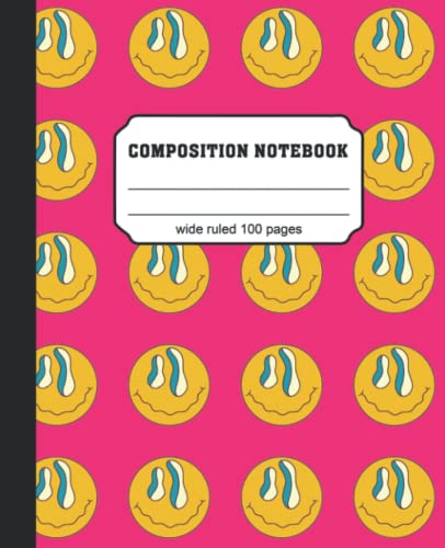 100-Page Wide Ruled Composition Notebook with Happy Smiley Faces - Aesthetic Pastel Preppy School Notebook for Teens | Perfect for Note-Taking, Journaling & Back-to-School Supplies