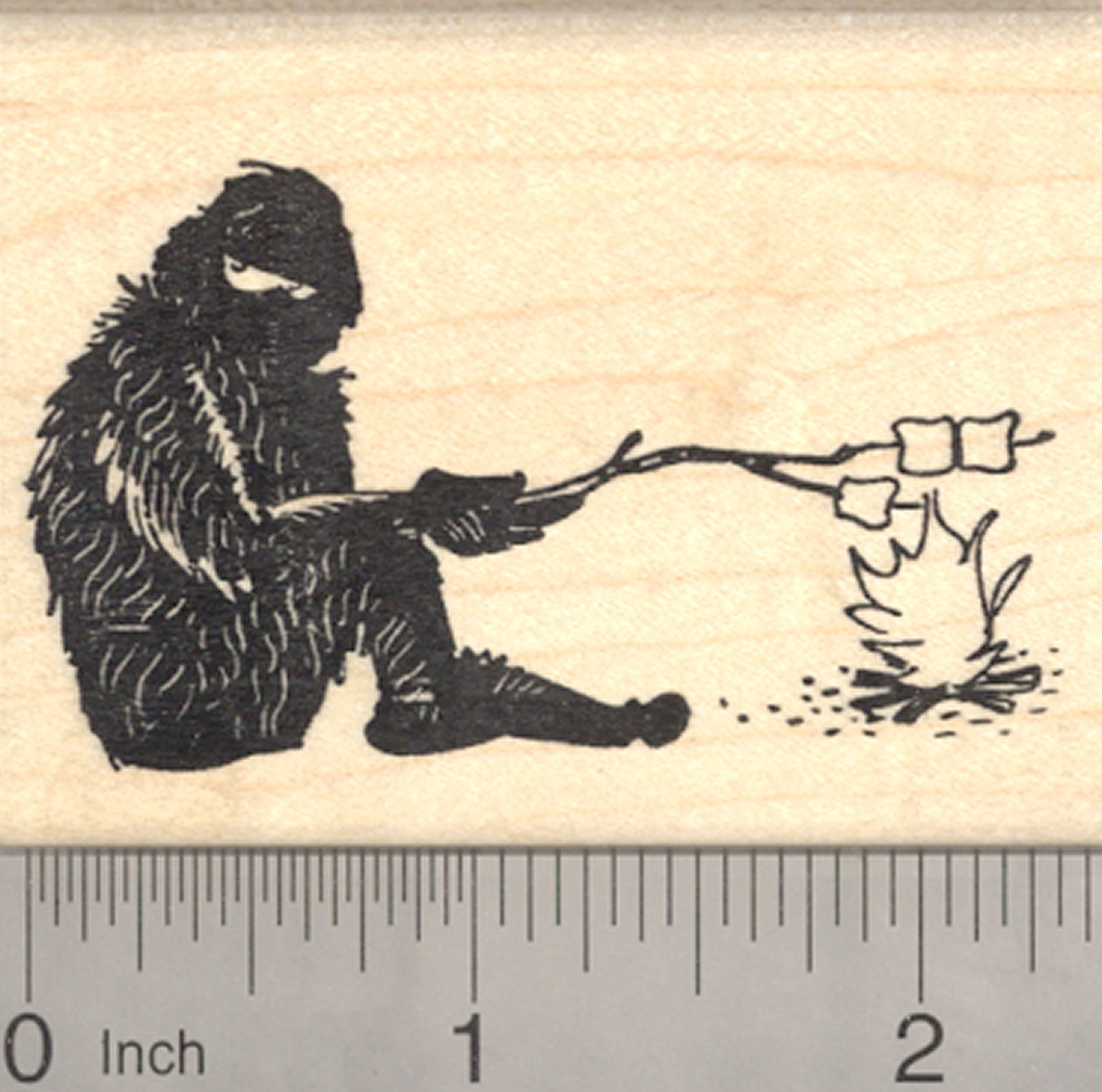 Bigfoot Camping Rubber Stamp - Yeti Roasting Marshmallows Design - Sasquatch Outdoor Adventure Stamps for Scrapbooking, Journaling & DIY Crafts (Perfect for Camping Enthusiasts & Nature Lovers)