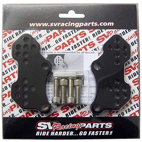 SV650 SV650S Adjustable Rear Set Riser Plates - Compatible with 1999-2016 Models - Black - Upgrade Motorcycle Footpegs for Better Riding Position & Comfort