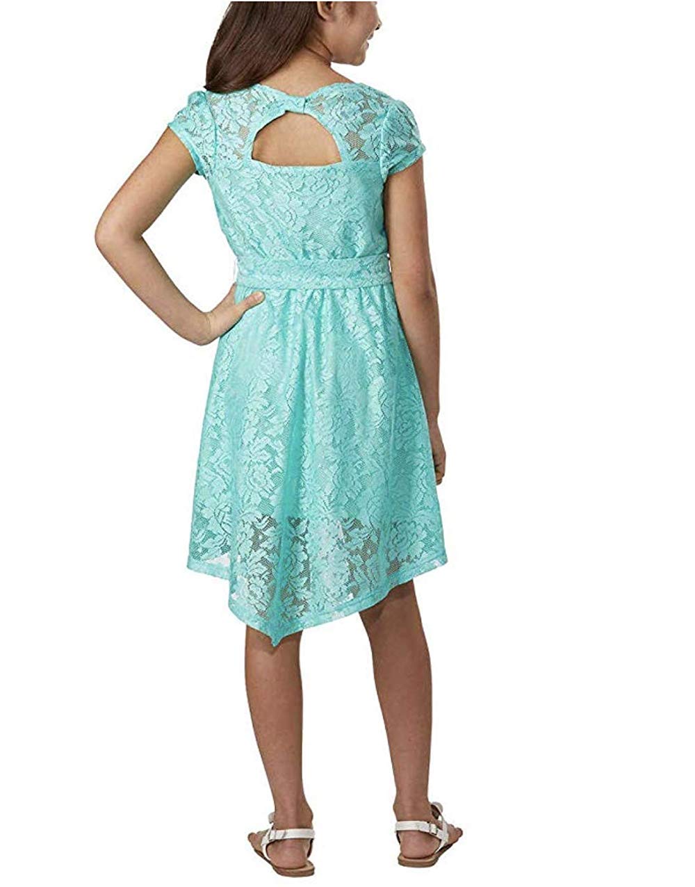 Floral Lace Dress for Girls - Mint Green Paper Doll Style Party Dress, Size 12 | Perfect for Birthday Parties, Easter, and Special Occasions