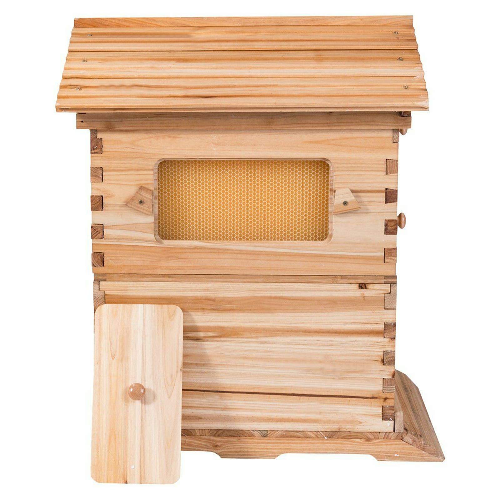 Automatic Wooden Beehive Starter Kit - 7pcs with Auto Honey Frames for Beekeeping | Perfect for Beginners & Backyard Hive Setup | Durable & Easy-to-Use Bee House for Honey Production