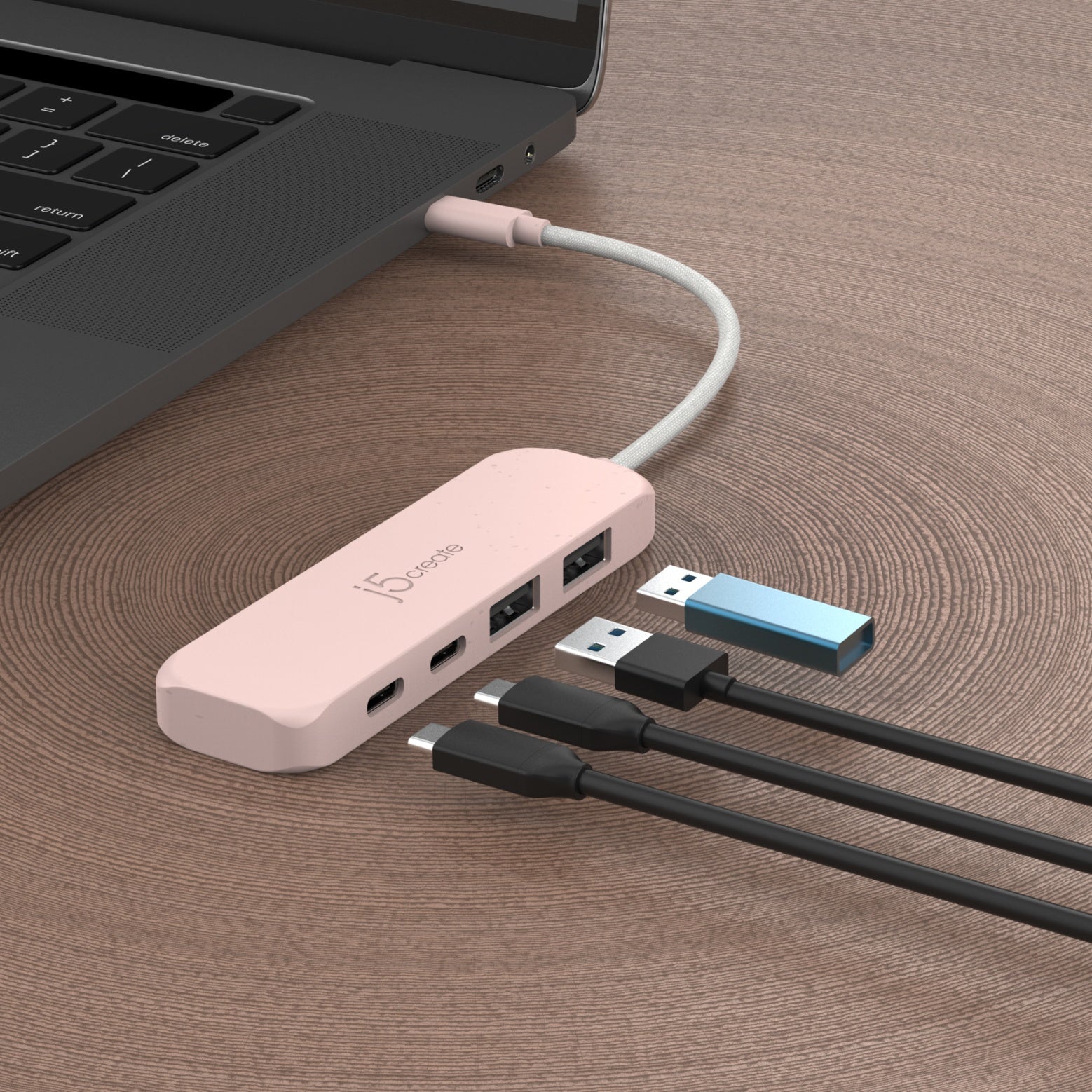 Eco-Friendly USB C Hub 4 Port - USB C to USB C & USB A 3.1 Gen 2 Adapter - Fast Data Transfer & Charging for MacBook, iPad, Laptop, Phone - Home Office & Travel Use