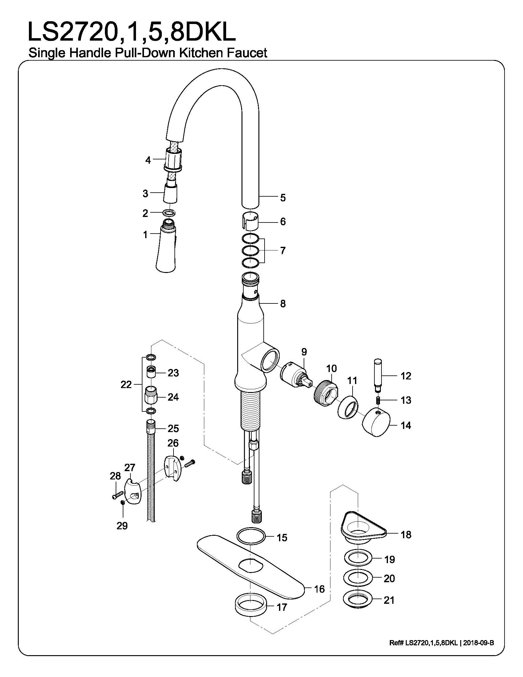 Gourmetier Modern Single Handle Pull Down Kitchen Faucet - High Arc Brushed Nickel Waterfall Sprayer for Farmhouse & Contemporary Sinks | Perfect for Cooking, Washing Dishes & Filling Pots