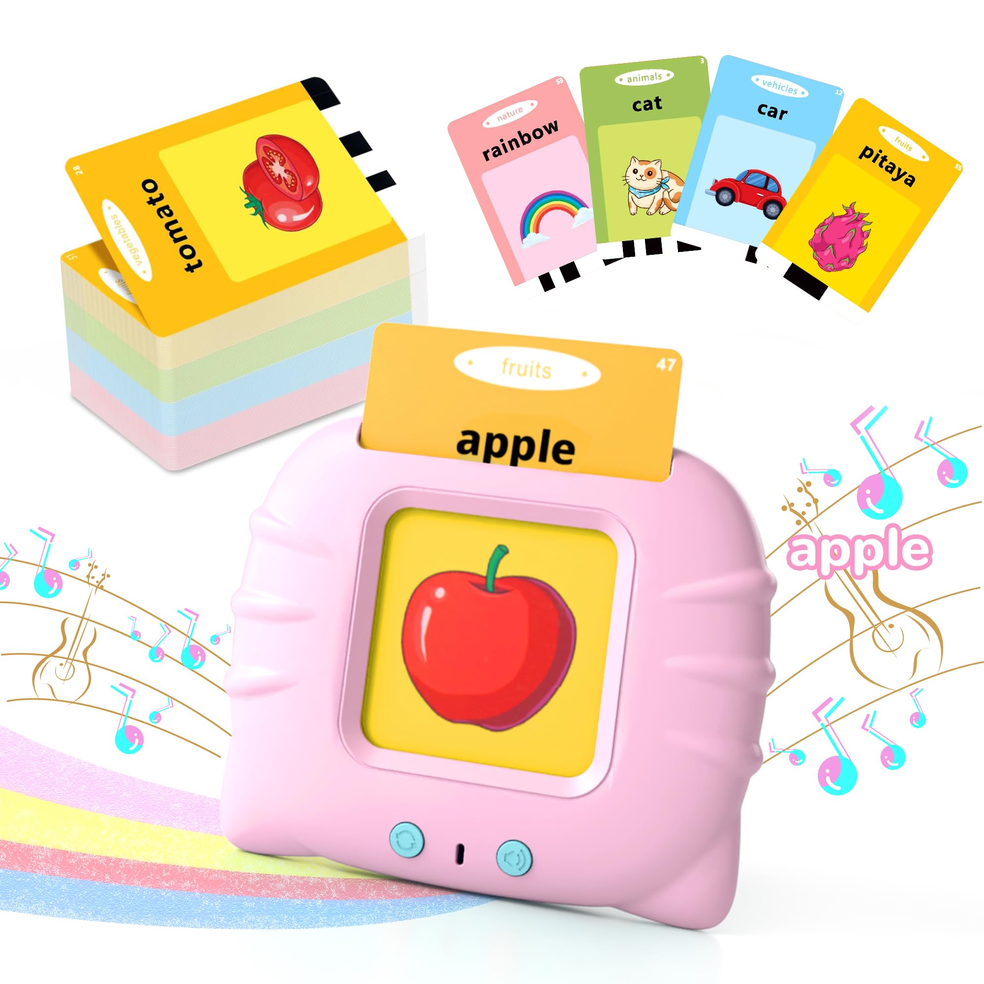 Toloso Talking Flash Cards for Toddlers 2-5 Years Old | Montessori Sensory & Autism Learning Toys | Speech Therapy Educational Toys for Girls & Boys | Medium Pink | Perfect for Home, Classroom & Therapy Sessions