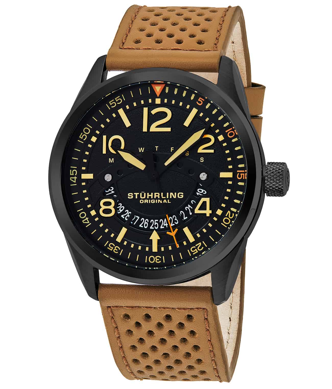 Men's Aviator 448 Quartz 44mm Stainless Steel Watch - Classic Pilot Style for Aviation Enthusiasts & Everyday Wear