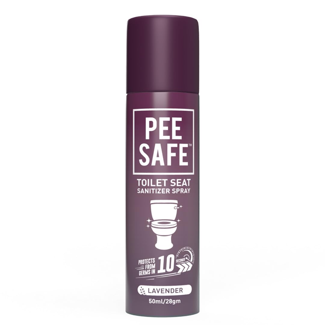 PEESAFE Pee Safe Toilet Seat Sanitizer Spray - 50ml Lavender Scent | Kills 99.9% Germs | Travel & Public Restroom Hygiene Essential | Portable Bathroom Cleaner for Home, Office & Hotels