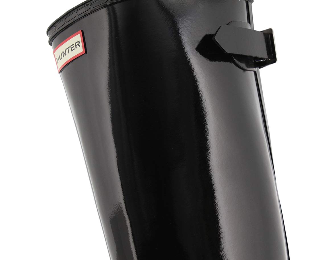 Hunter Women's Original Tall Back Adjustable Gloss Rain Boots - Waterproof Black Rubber Boots for Women Size 7 | Perfect for Gardening, Hiking & Rainy Day Outdoor Activities